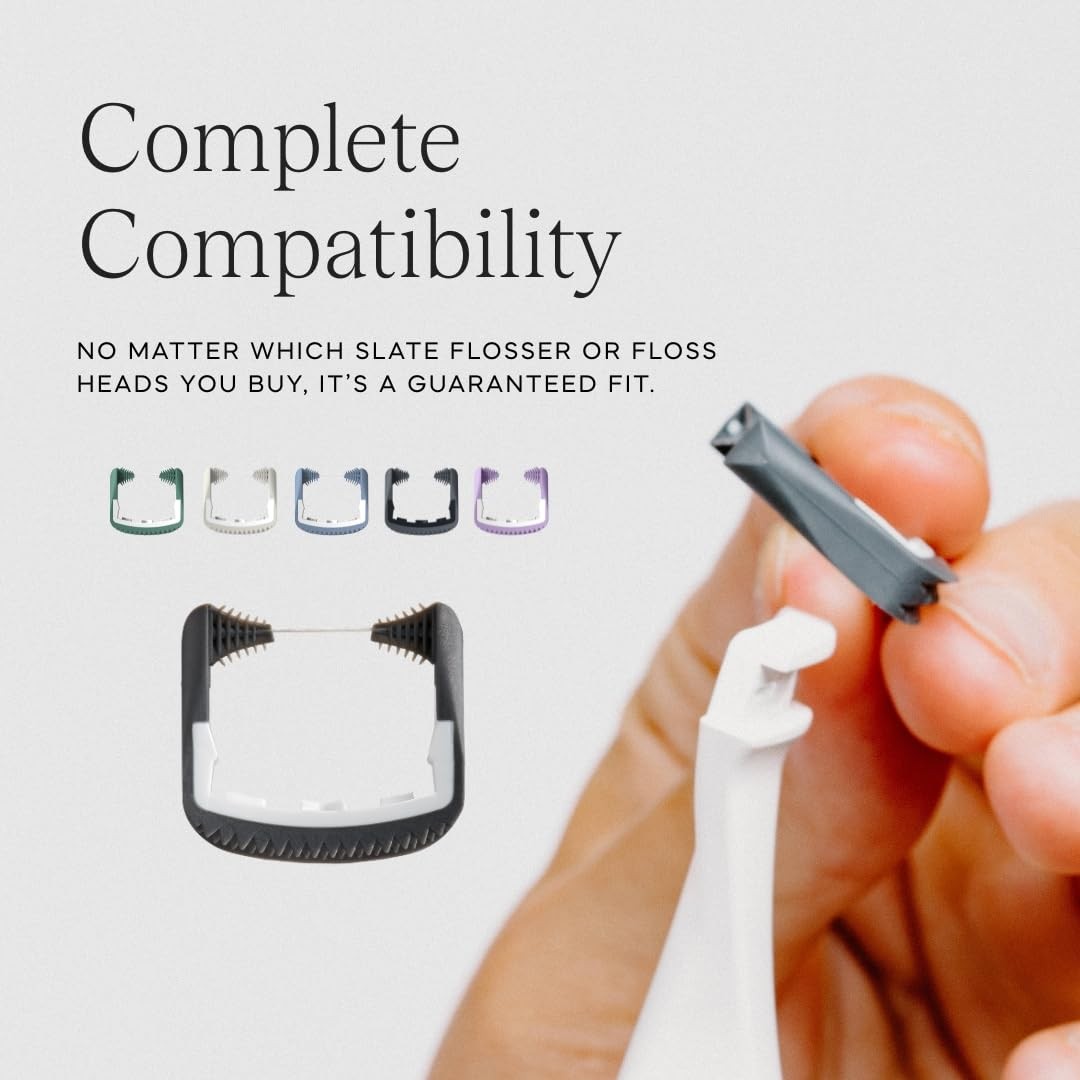 Slate Flosser Reusable Woven Dental Floss with PFAS-Free, non-toxic design, shown in a close-up image.