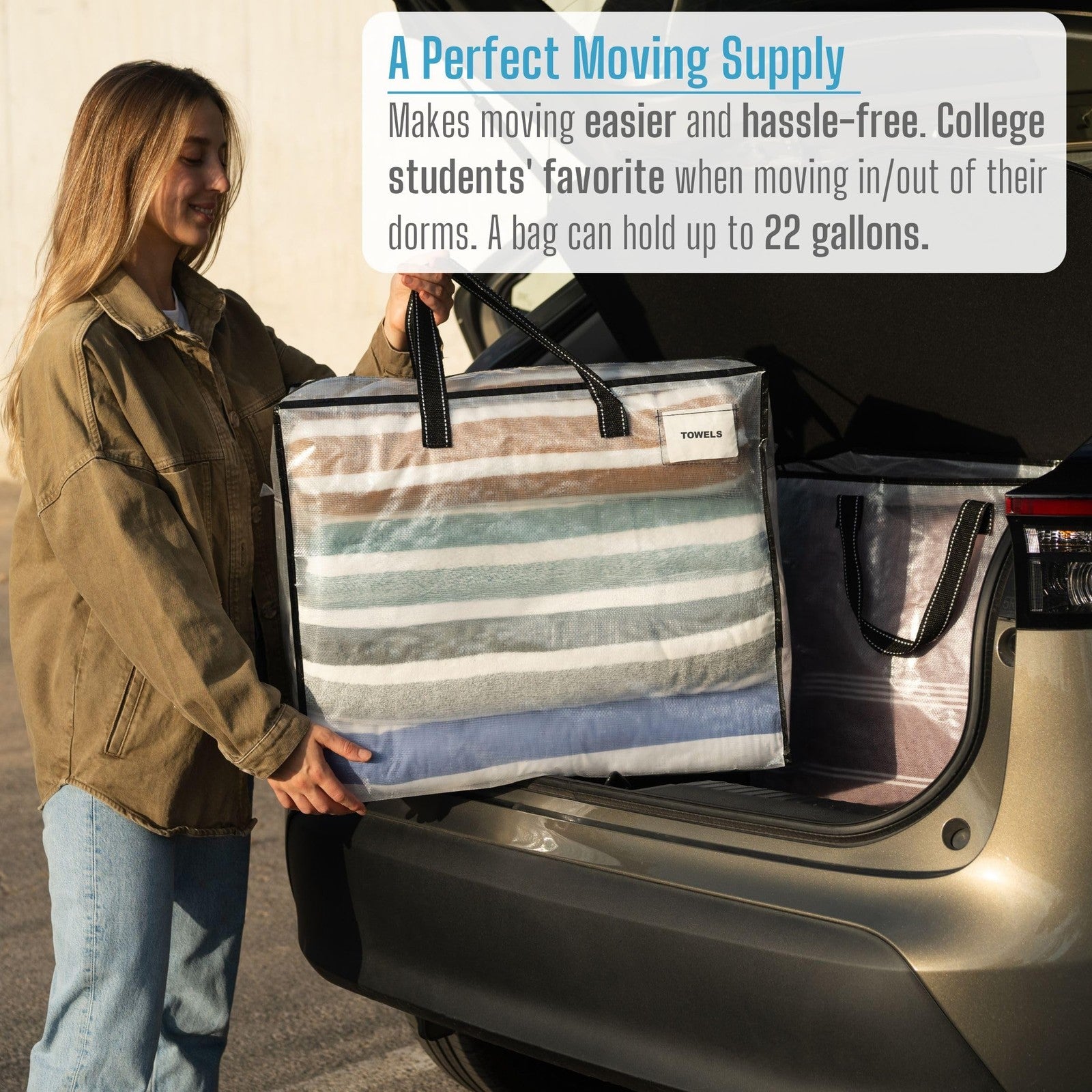 Set of four VENO moving bags Christmas storage containers with zip-on tops, ideal for organizing holiday decorations.