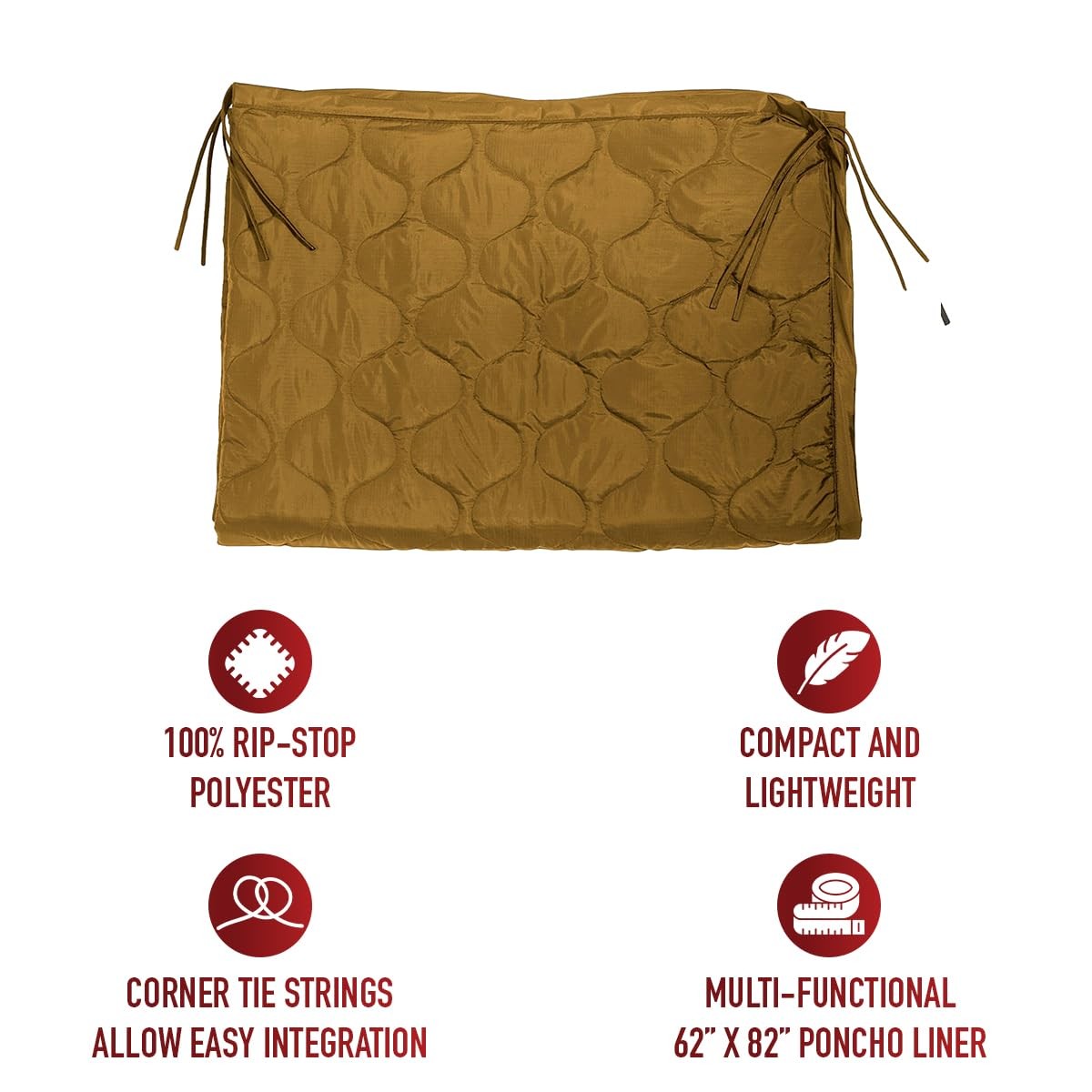 Rothco G.I. Type Poncho Liner, also known as the Woobie, shown in olive green with quilted fabric for all-weather comfort.