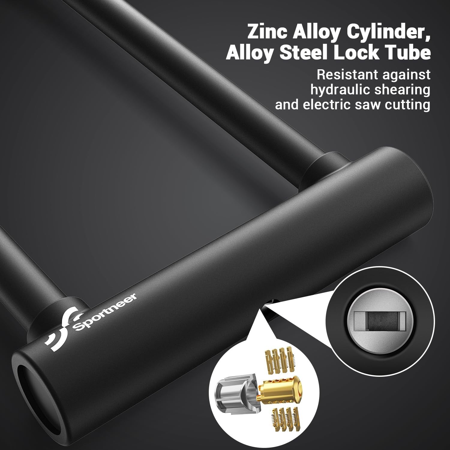 Sportneer heavy-duty bike lock with 18mm shackle and three keys, designed for bicycle security and anti-theft protection
