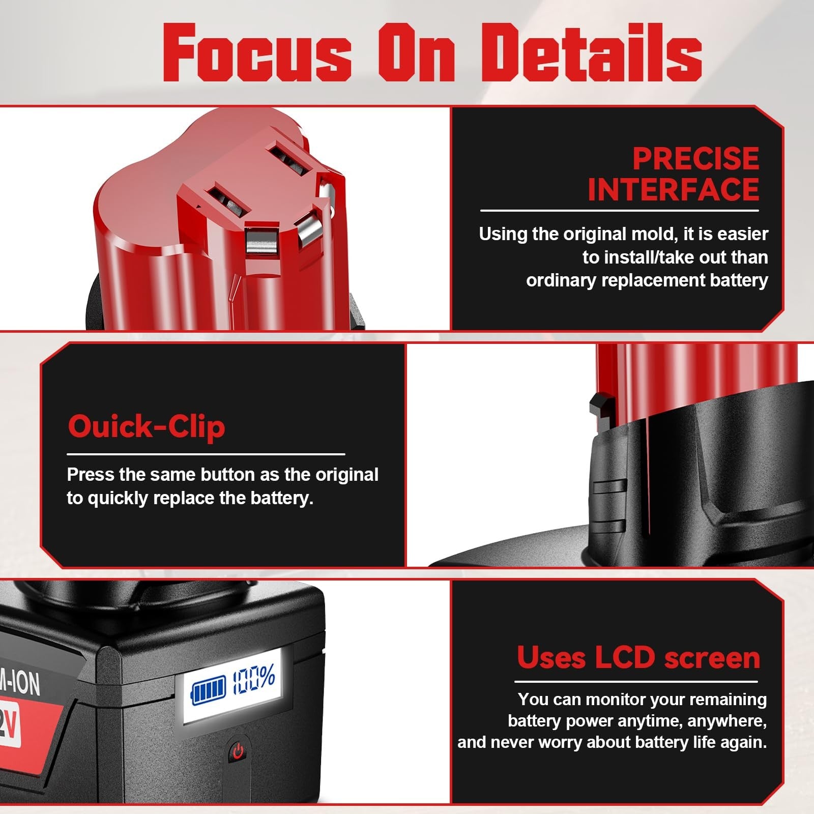 Two Nonbliep 9.0Ah lithium-ion replacement batteries for Milwaukee M12 12V power tools, shown in black with labels.