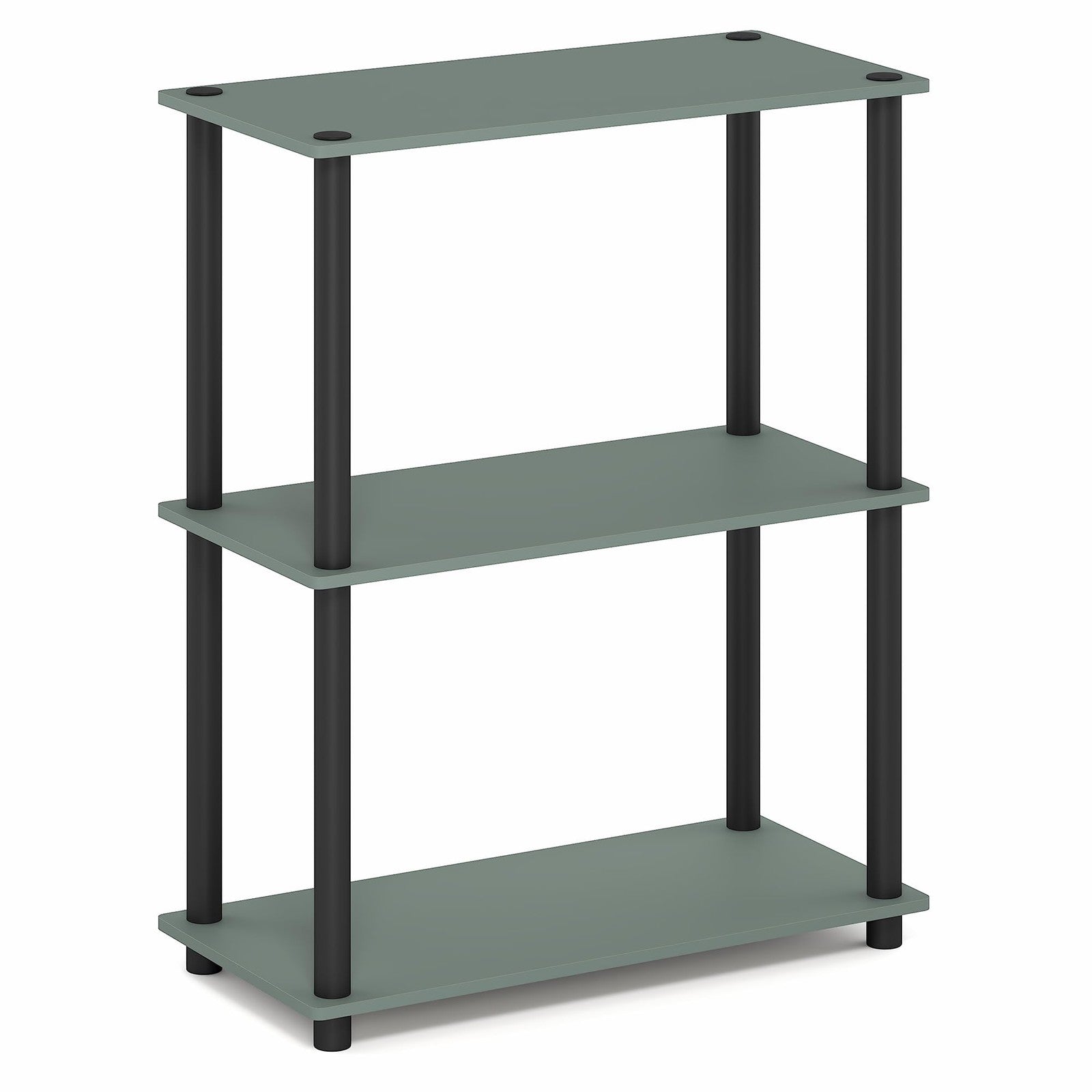 Furinno Turn-N-Tube 3-tier corner storage shelf with open shelves and a black finish, designed for versatile home organization.