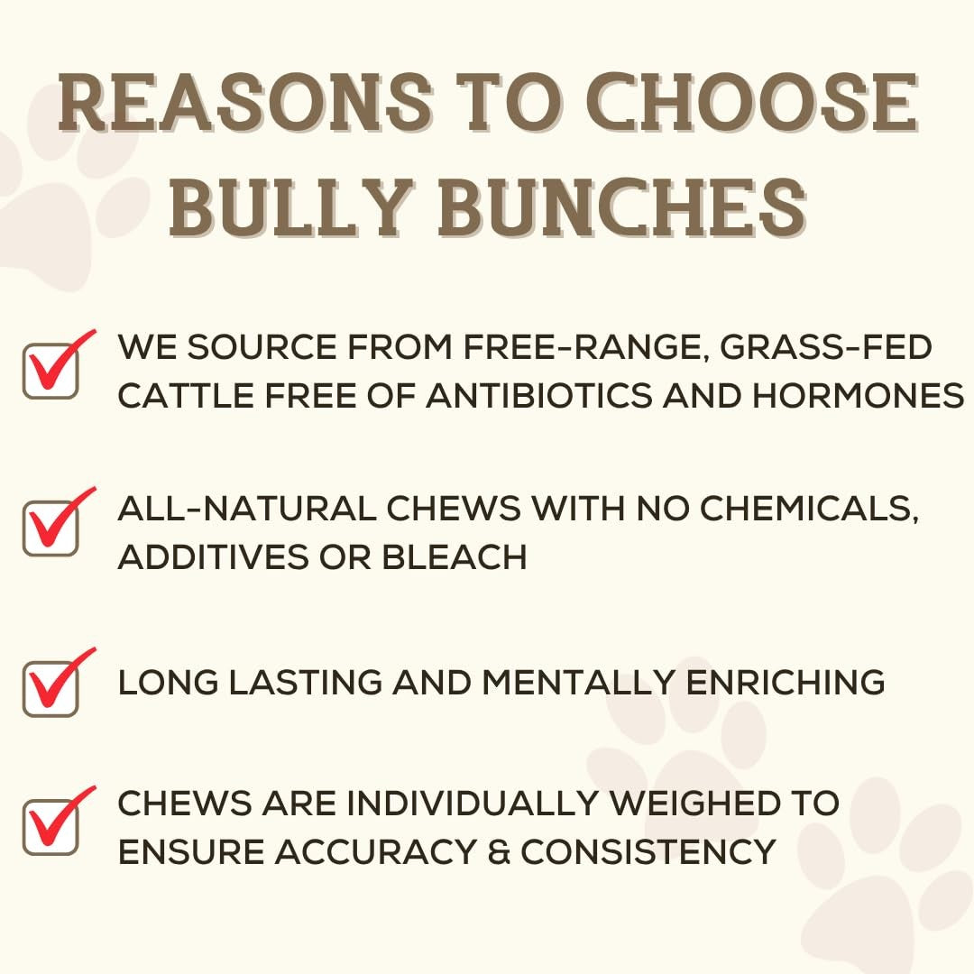 Bully Bunches Premium Beef Collagen Chews for Dogs, natural long-lasting dog treat with beef flavor, shown in the image.