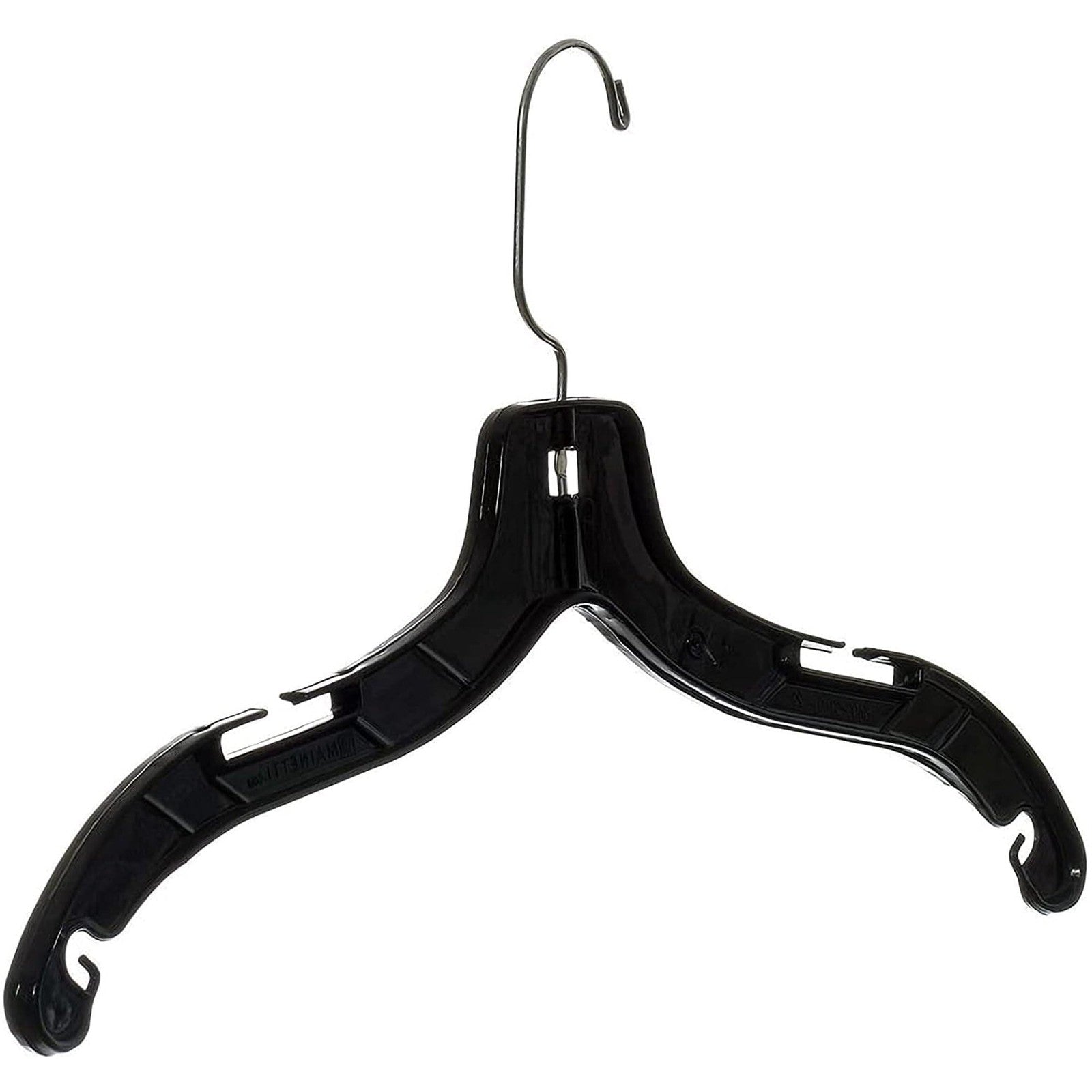 Set of 100 heavy-duty plastic Hangon clothes hangers, 17-inch size, ideal for hanging shirts, dresses, and more.