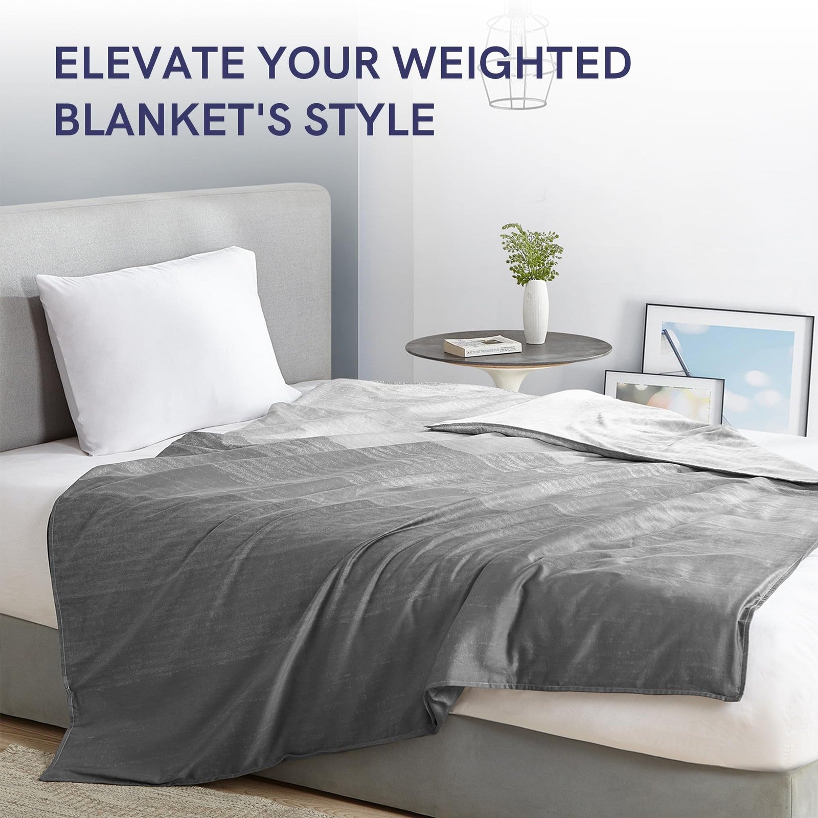 YnM cooling duvet cover for weighted blankets, gradient dark grey, 60x80 inches, soft and breathable bedding accessory.