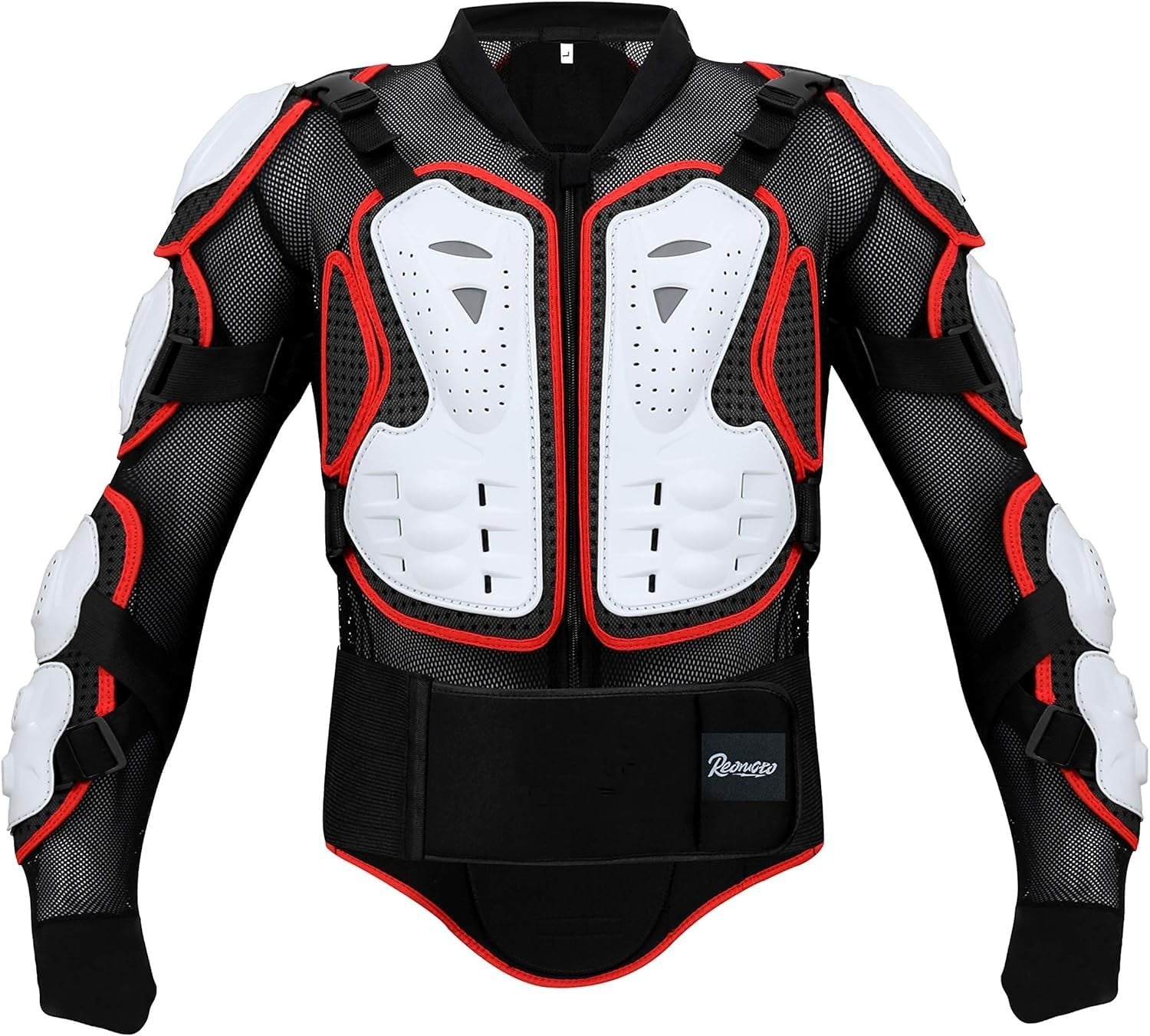 YEBCKZL youth and adult motorcycle full body armor jacket with protective padding for dirt biking, shown on a model.