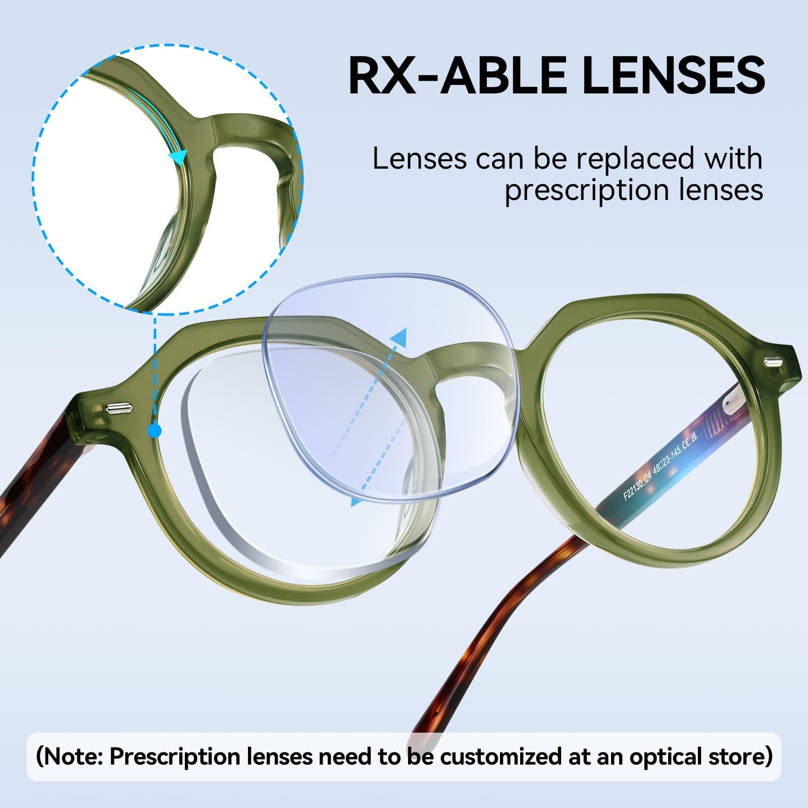 Dollger blue light blocking glasses for women and men with thick round frames and anti-glare lenses for eyestrain relief.