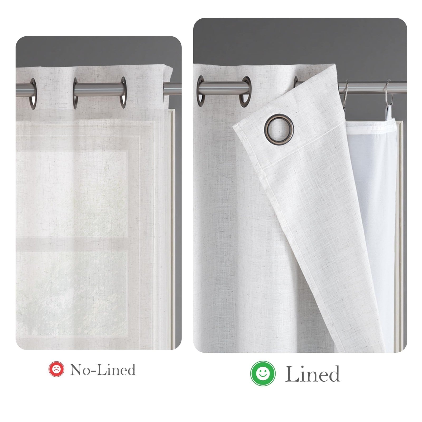 KGORGE black blackout curtain liners for windows with easy install rings and tabs, designed to block light effectively