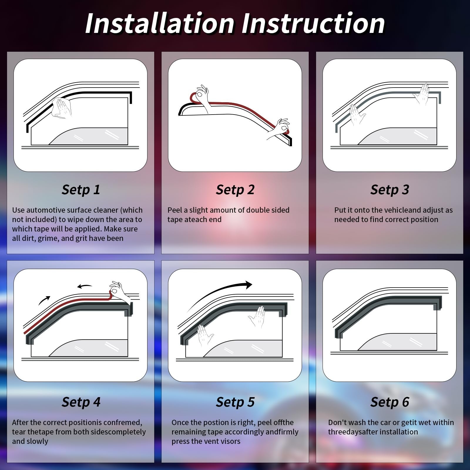 Quxunzzz Honda Civic rain guards side window visors, 4-piece set, exterior mount, for 4-door models, vent overlays