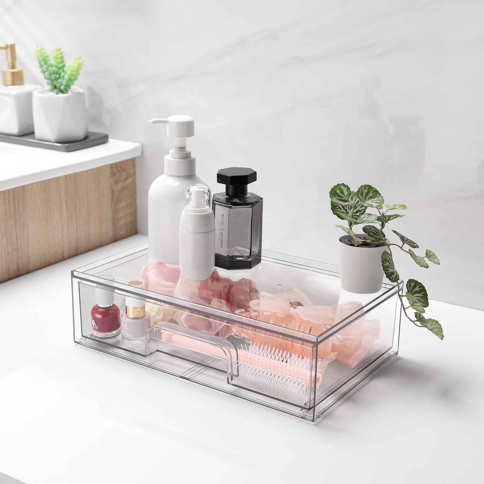 YAFFWA 2-pack trash bag holder under sink storage racks, stackable and extra large laundry organizer with metal and plastic components.