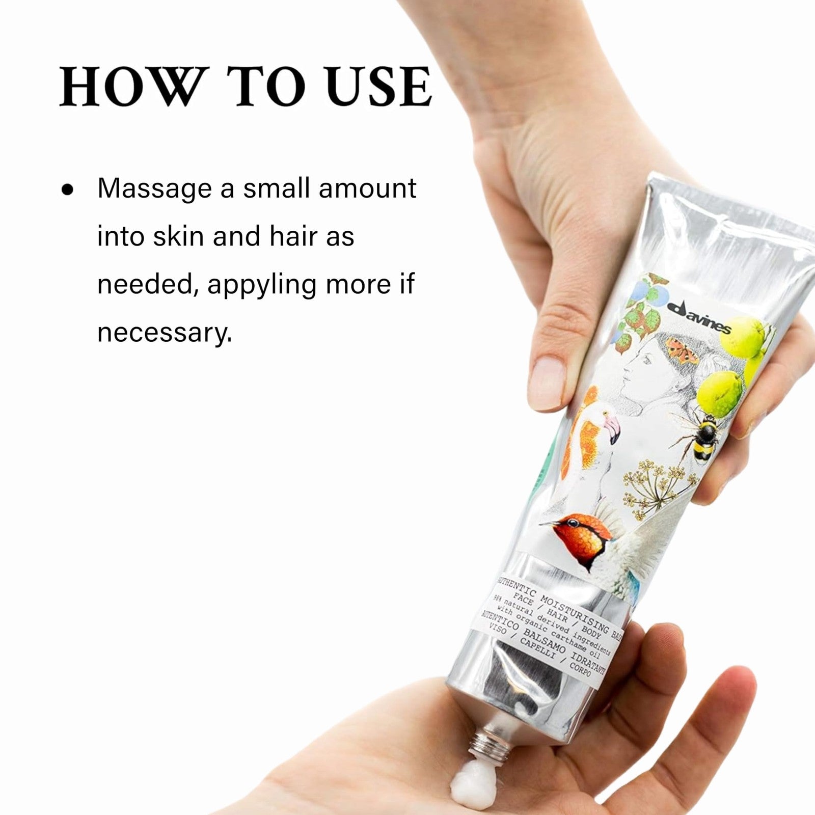 Davines Authentic Moisturizing Balm in a jar, showing the multi-functional conditioner for face and hair with a smooth, creamy texture.