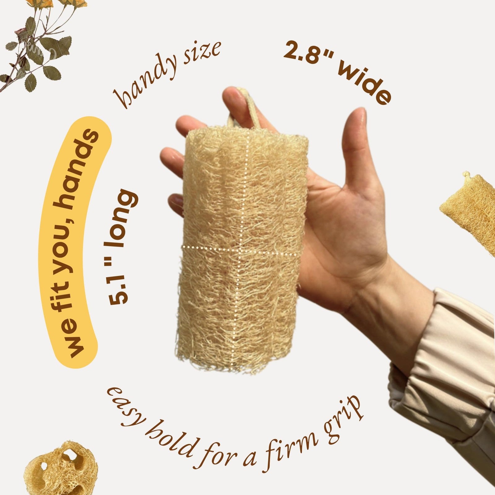 Miw Piw natural loofah sponge set of four for exfoliating body, bath, and dish scrubbing in kitchen and bathroom.