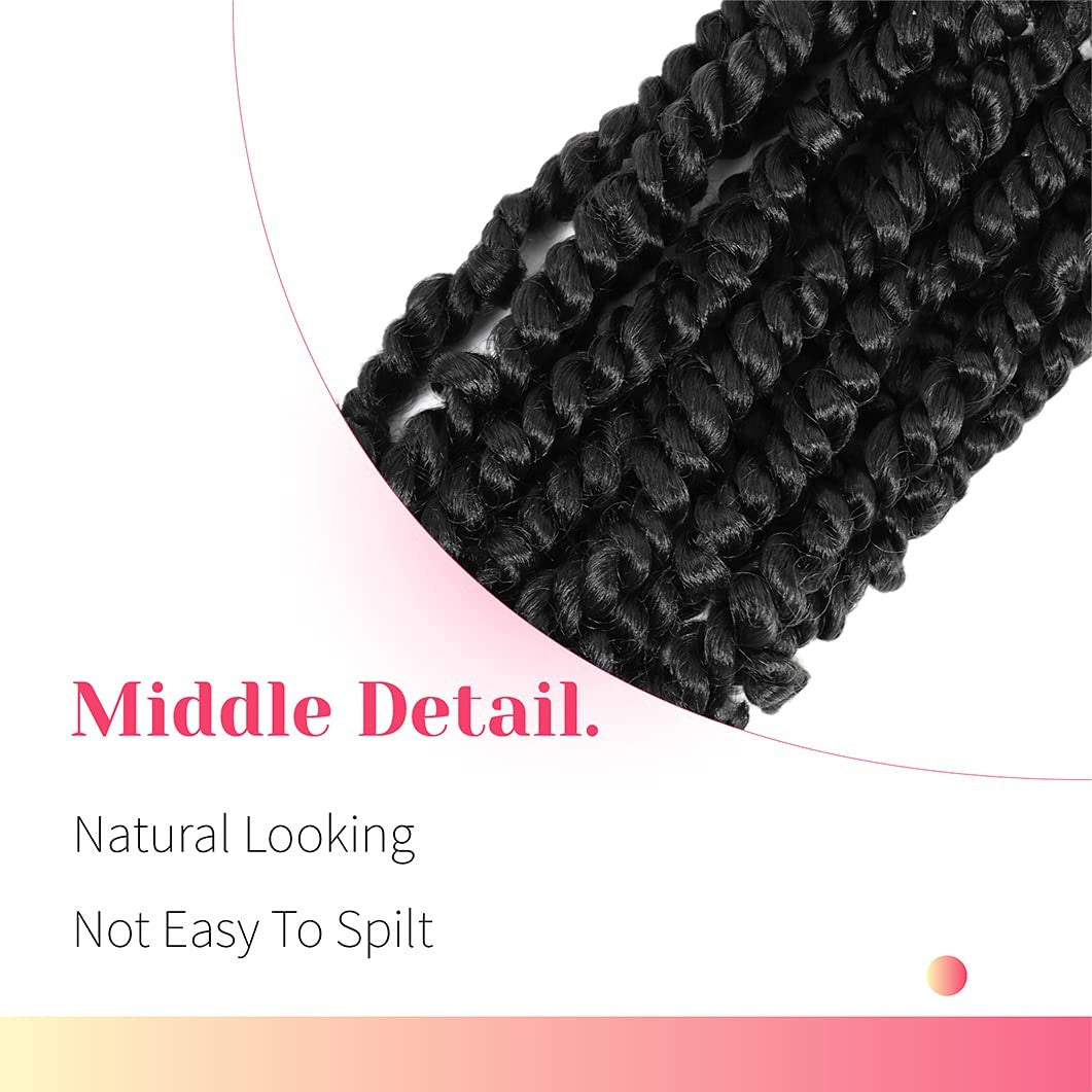 Pre-twisted passion twist hair extensions from Bohobabe, 36 inches long, shown in 8 packs with pre-looped design.