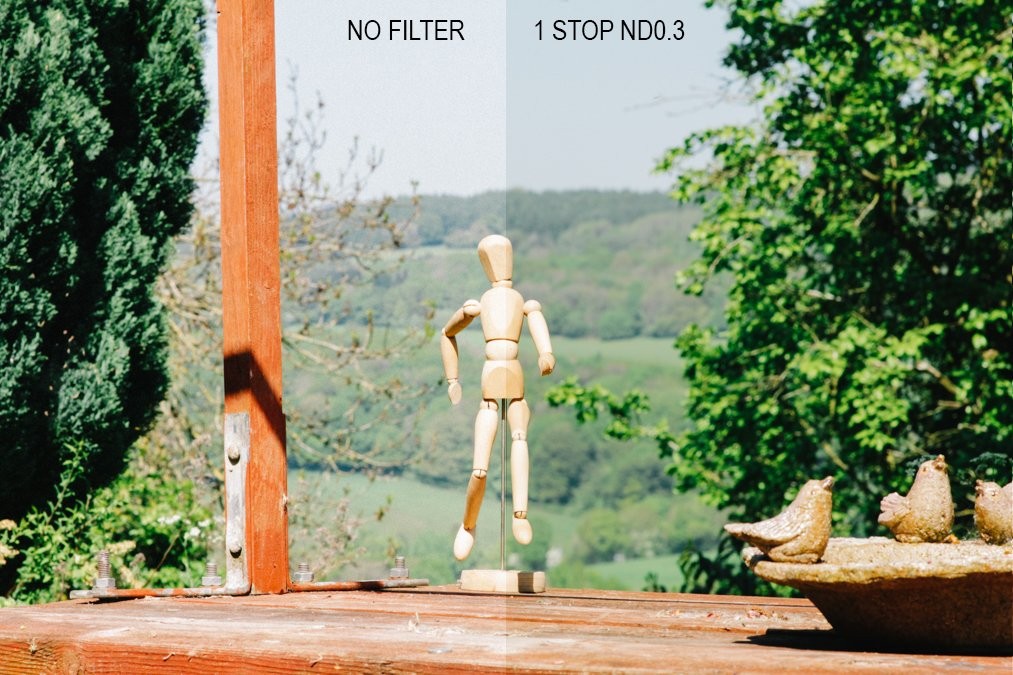 Tiffen 72mm Neutral Density 0.3 filter attached to a camera lens, used for reducing light and controlling exposure in photography.
