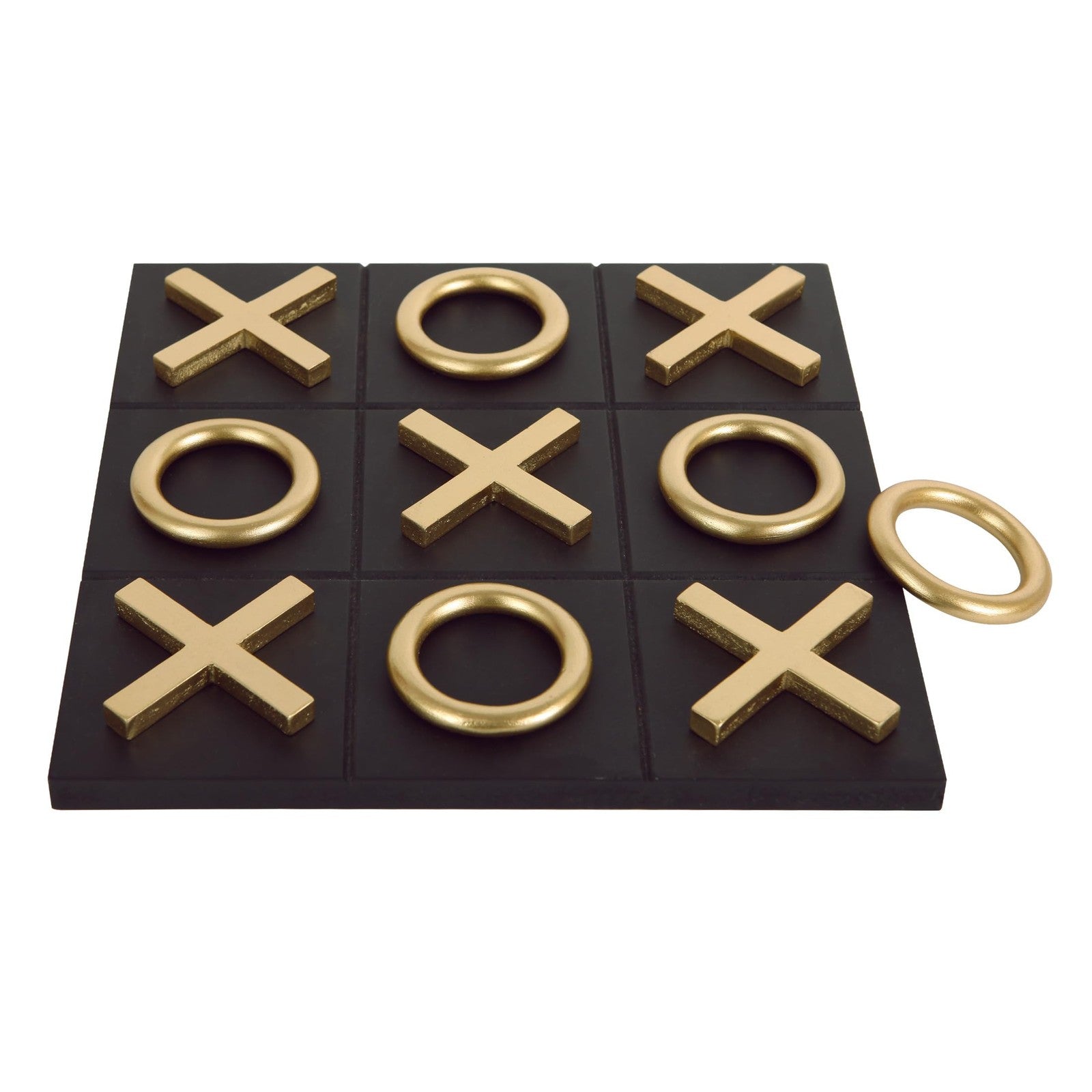NIKKY HOME 12x12 tic tac toe wood game board with modern design, suitable as coffee table decor, featuring a wooden grid and game pieces.