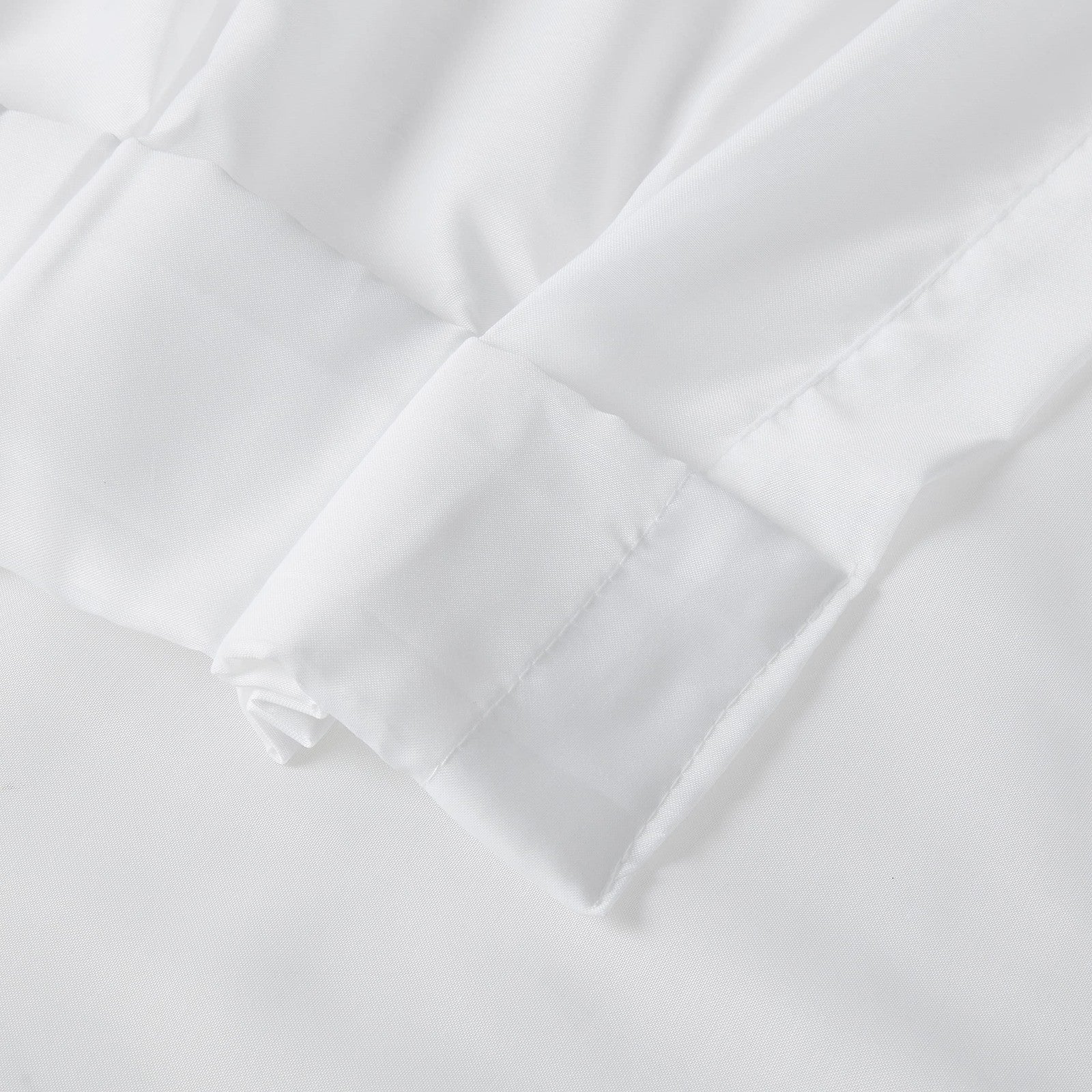 White Stylemaster Splendor pinch pleated patio panel, 96x84 inches, showcasing elegant pleated fabric for outdoor or patio decor.
