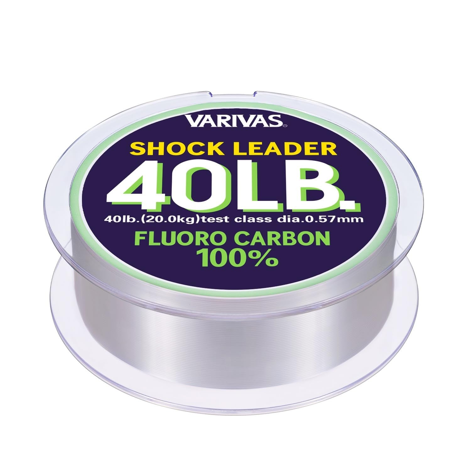 VARIVAS Shock Leader Fluorocarbon 40lb (#12) fishing line spool with clear, durable fluorocarbon material for strong, reliable fishing.