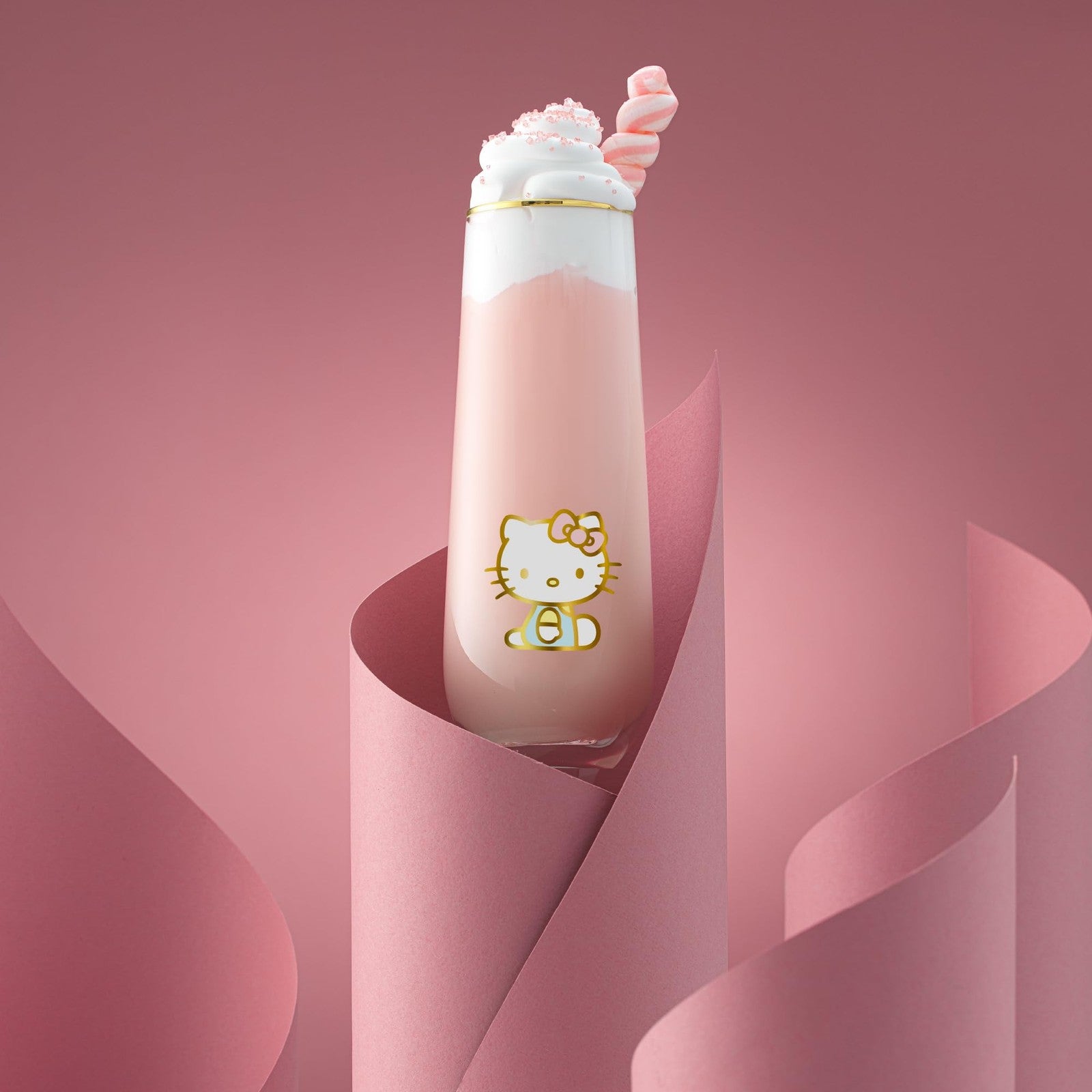 JoyJolt Hello Kitty Stay Gold stemless flute glasses set of 4, 9.4oz drinking glasses with gold accents, designed for stylish celebrations.