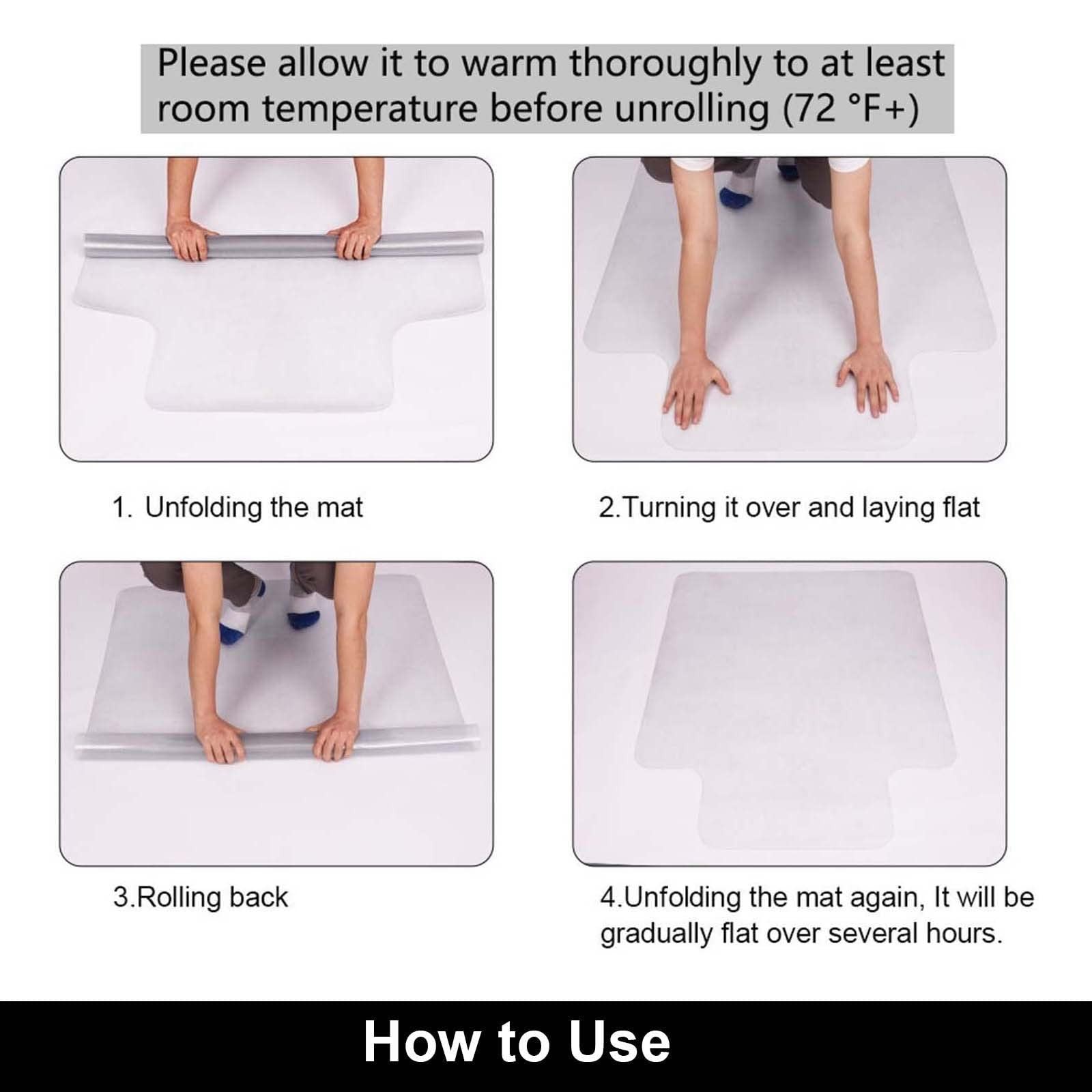 AiBOB chair mat for low pile carpet floors, 53x45 inches, flat design without curling, suitable for office chairs.