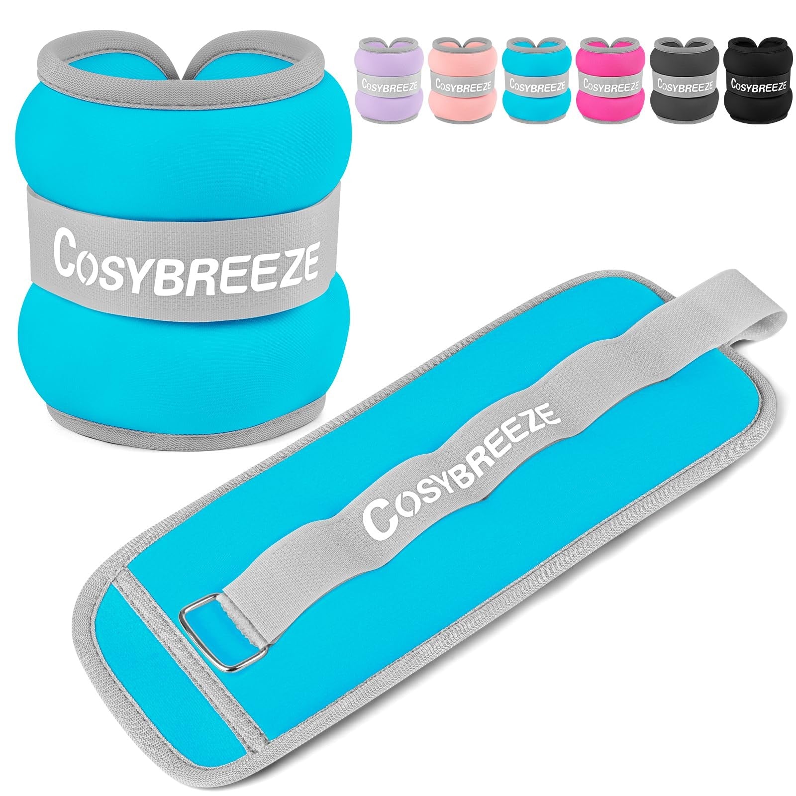 Pair of 8lb Cosybreeze ankle and wrist weights for women and men, with adjustable straps for leg and arm strength training.