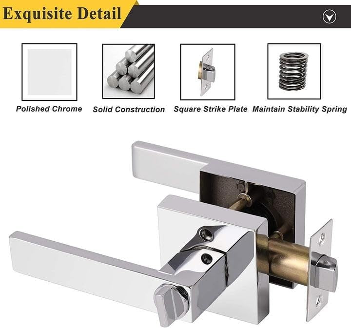 Probrico polished interior heavy-duty privacy lever door lock for bedroom and bathroom doors with sleek finish