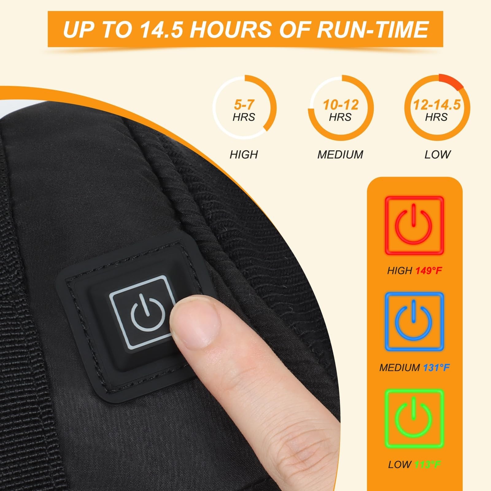Glowsky electric heated hand warmer pouch with double-sided heating, designed for football players to keep hands warm.