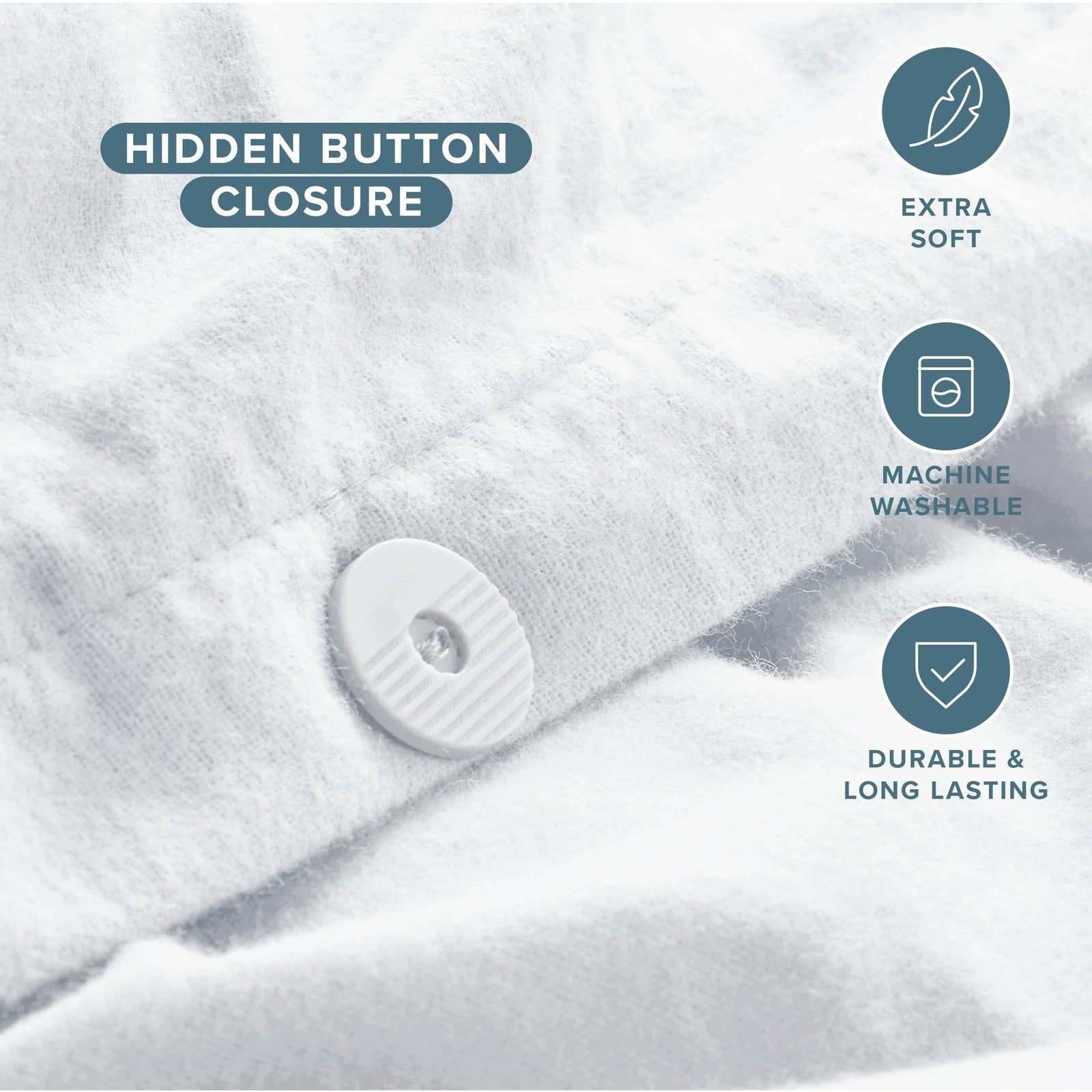Bare Home king flannel duvet cover set in soft, heavyweight 100% cotton with velvety texture, displayed on a bed with matching pillowcases.