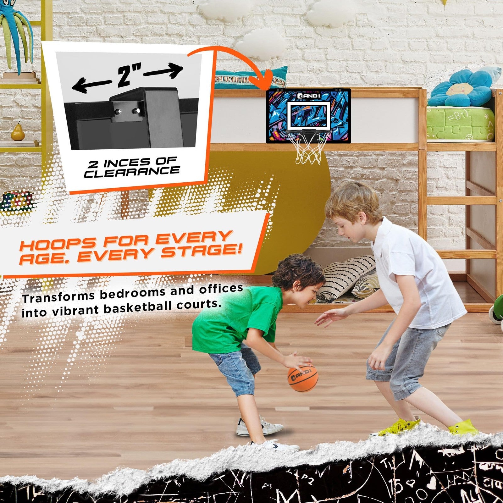 Unbranded mini basketball hoop, 18x12 inches, pre-assembled portable over-the-door flex rim for indoor basketball play