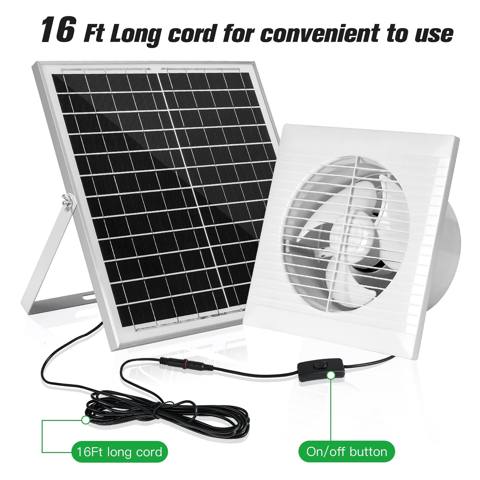 Blessny solar-powered exhaust fan with 25W solar panel and 8-inch ventilation fan for efficient air circulation.