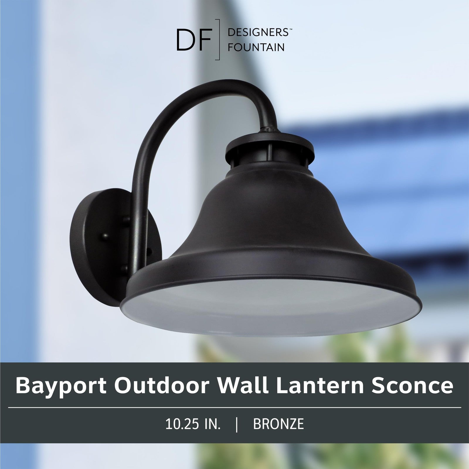 Outdoor wall light fixture by Designers Fountain Bayport, 10.25-inch exterior exterior wall-mounted lighting for outdoor use
