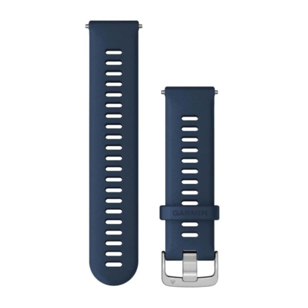 Garmin Tidal Blue Quick Release Watch Band for 22mm smartwatch, showing the vibrant blue silicone strap with quick release mechanism.