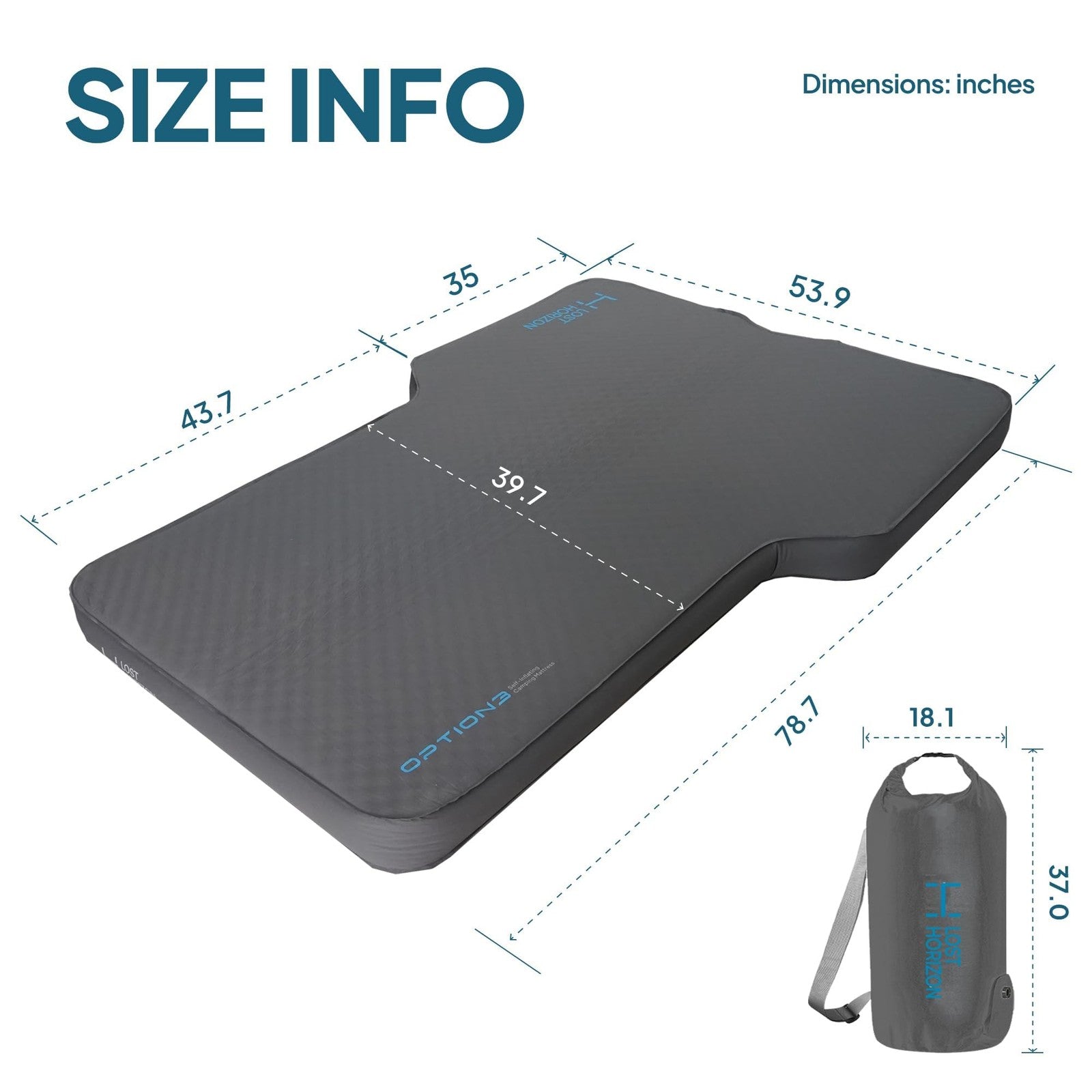 Lost Horizon camping air mattress with foam self-inflating sleeping pad, lightweight and portable for outdoor sleeping comfort