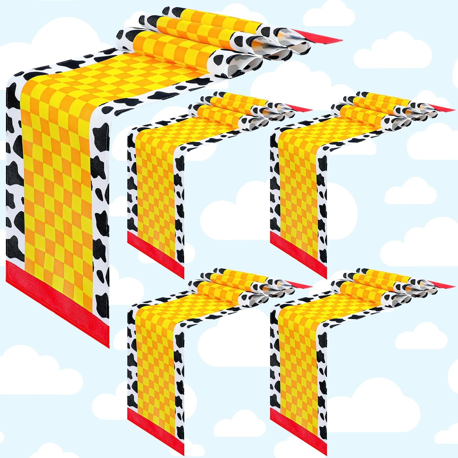 Windkream cartoon table runner for birthday party, 1.08 x 6 ft, featuring colorful cartoon designs for celebration decor.