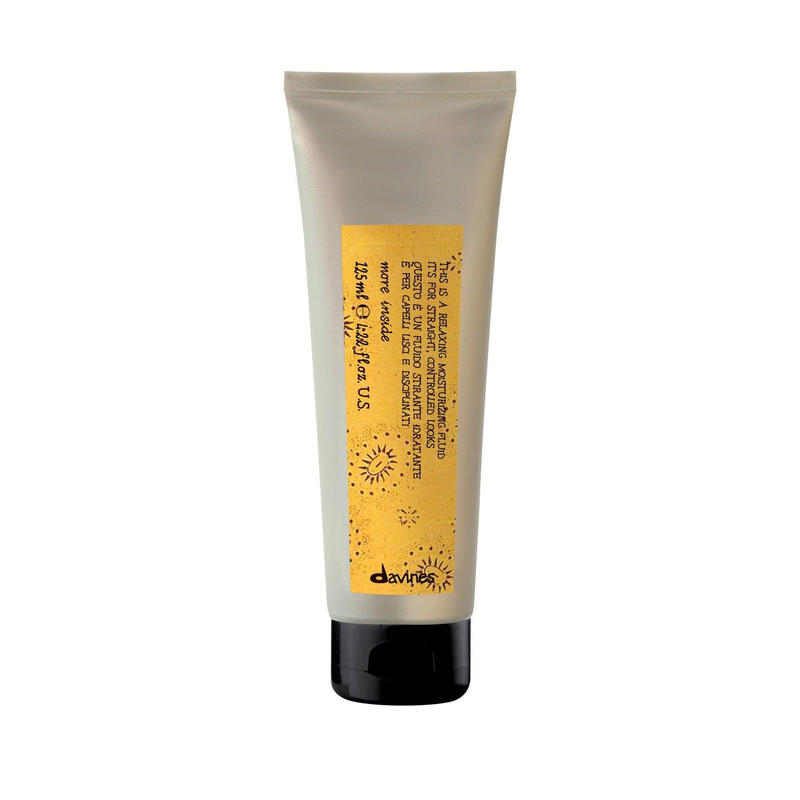 Davines This is a Relaxing Moisturizing Fluid for heat protection and frizz control, shown in a sleek pump bottle.
