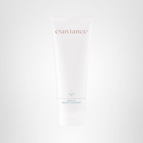 EXUVIANCE Gentle Cream Comfort-rich Cleanser and Makeup Remover in a pump bottle, showing the soap-free face cleanser for sensitive skin