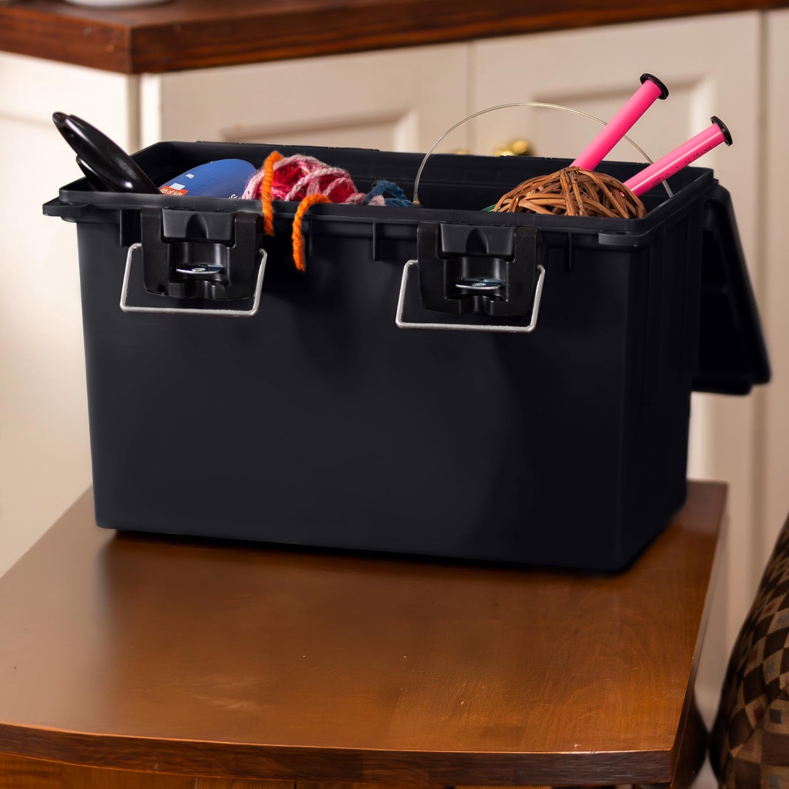 Sheffield XL storage bins with lids, 2-pack, stackable plastic storage containers for organization and easy access.
