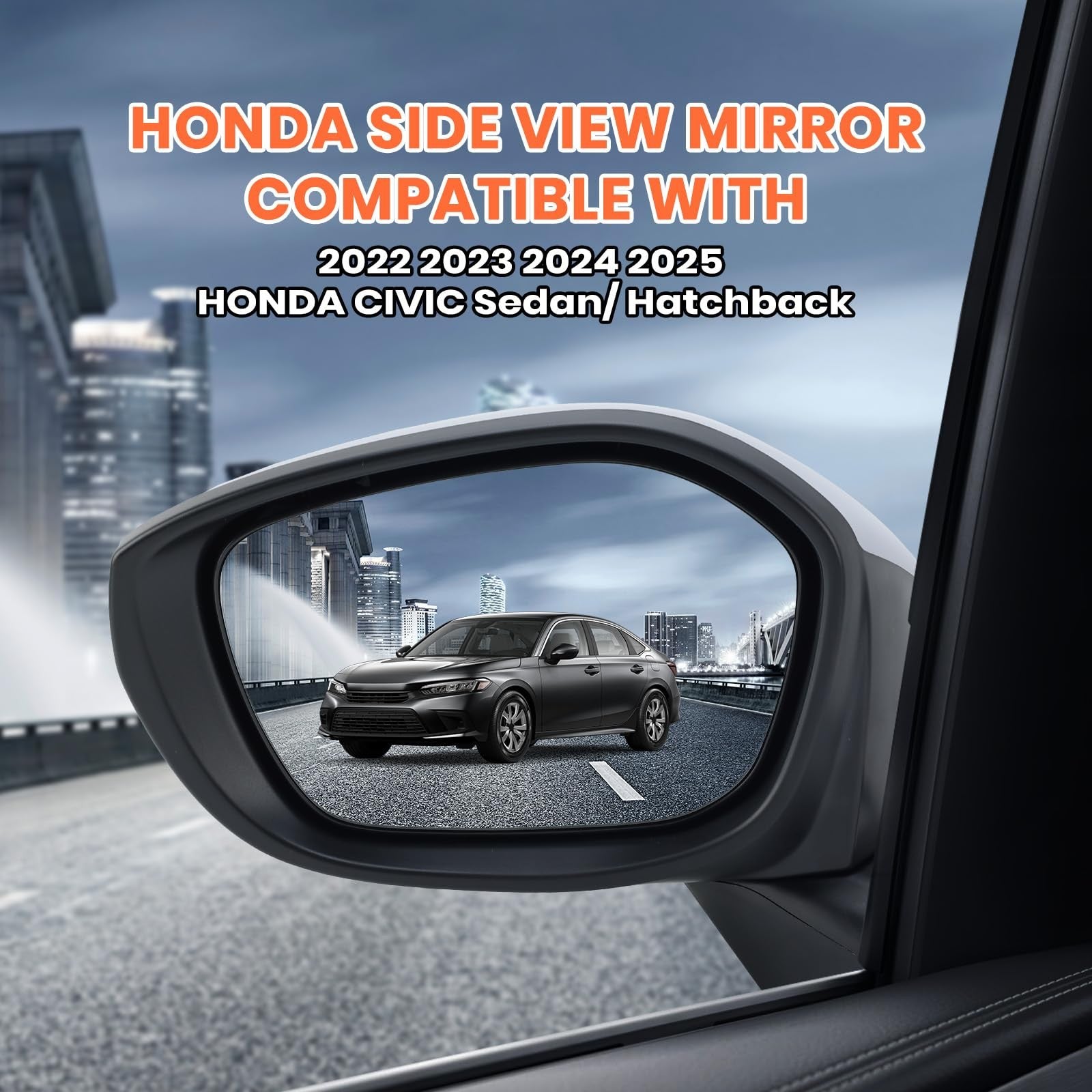 MOFOAP left driver side mirror for 2022-2023 Honda Civic Sedan and Hatchback, showing the mirror assembly on a white background.