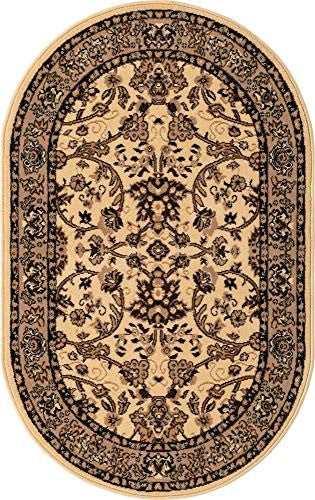 Unique Loom Sialk Hill Collection Washington oval area rug, 3'3" x 5'3" with detailed geometric design and rich colors.