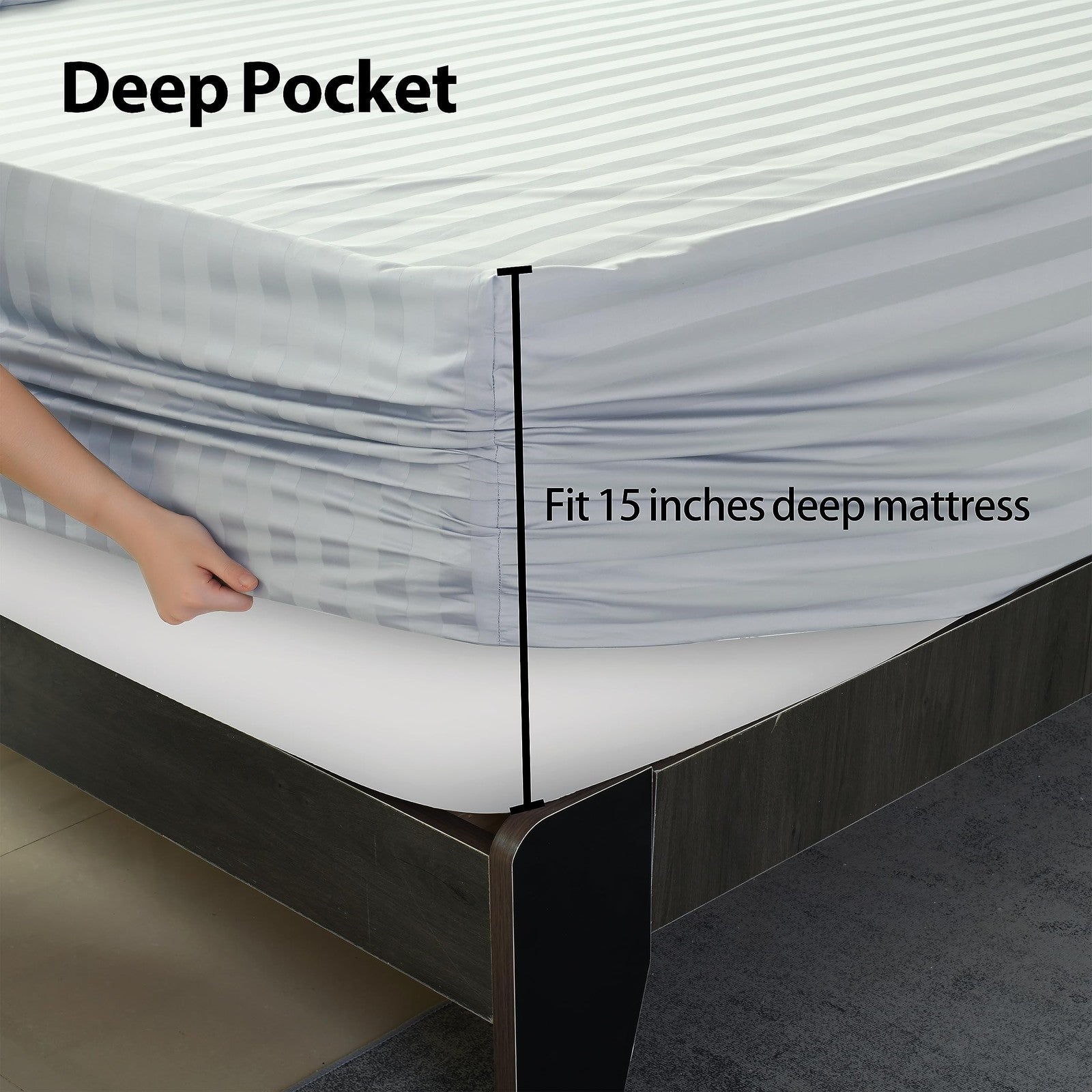 Full size 2-pack pure cotton fitted sheets with 600 thread count and 16-inch deep pockets, Egypt-shipped by Shunjie.Home