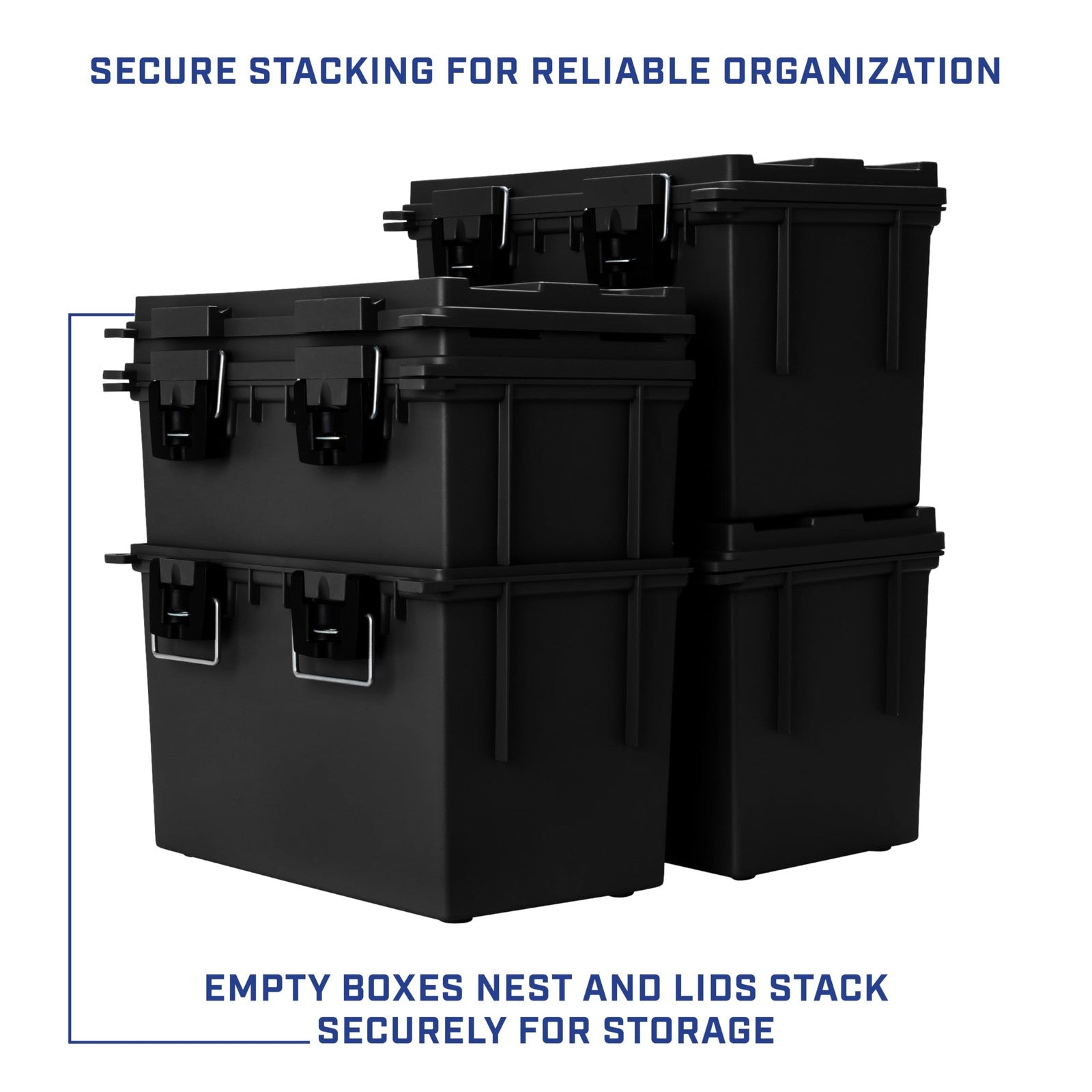 Sheffield XL storage bins with lids, 2-pack, stackable plastic bins for organizing household or office items.