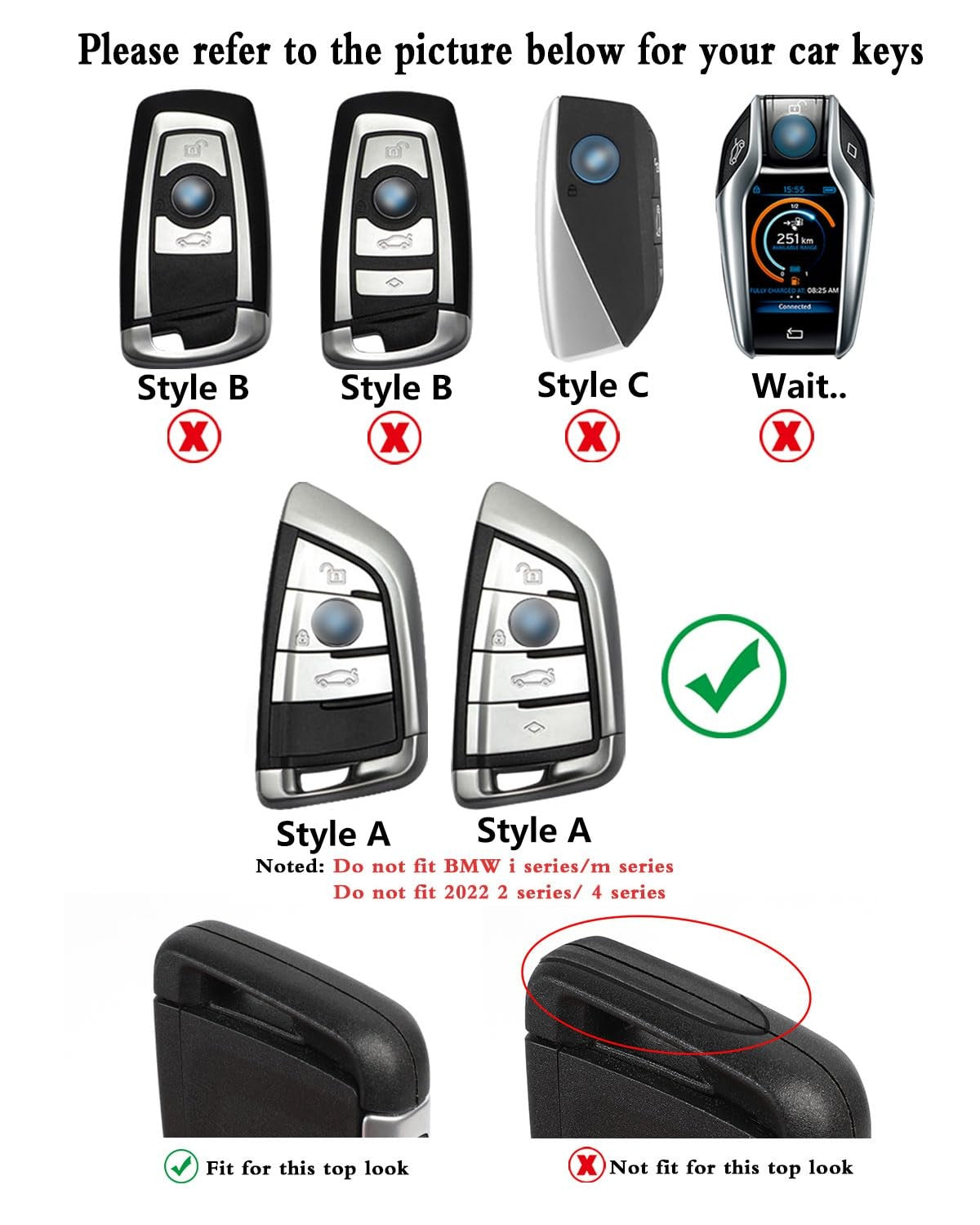 XMZAIMY BMW key fob cover with keychain for 3, 5, 6, 7 Series and X1-X6 models, featuring durable black material and keychain attachment.
