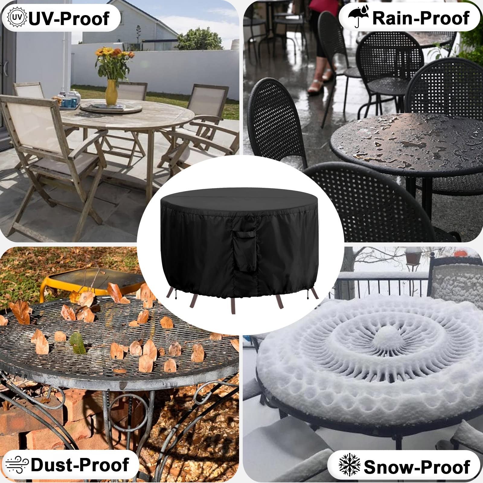 OutdoorLines waterproof outdoor patio table furniture cover for round couch, protects outdoor furniture from weather damage