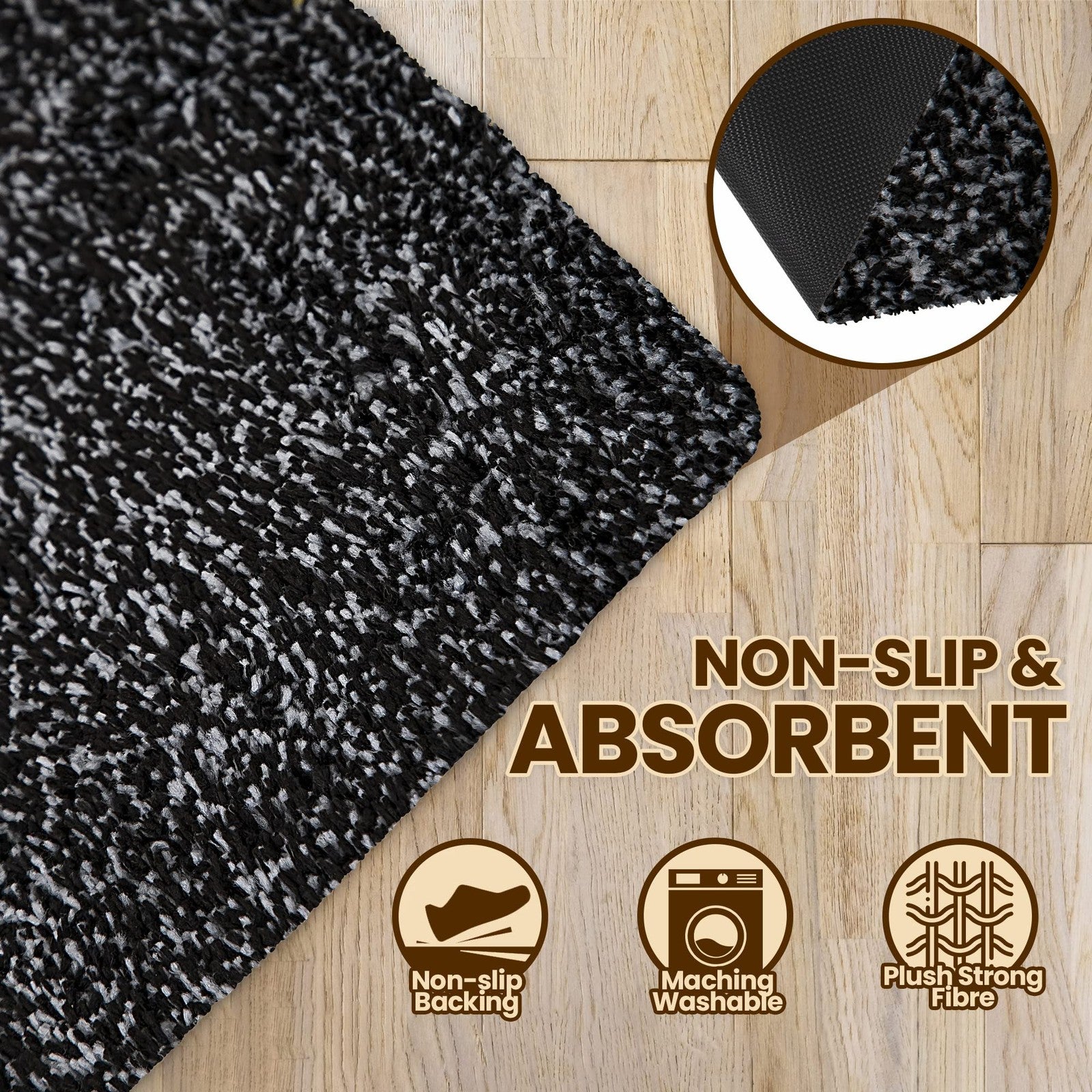 Microfiber indoor door mat by Rugmast, 24x36 inches, washable, non-slip entry rug for home use.