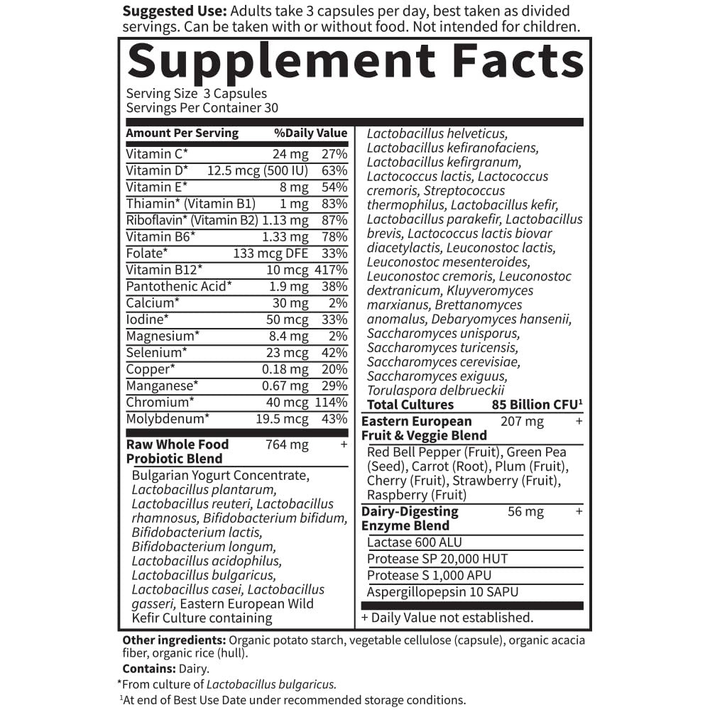 Garden of Life Raw Probiotics for Women showing a bottle with capsules, labeled as 85 billion CFU probiotic for vaginal health.