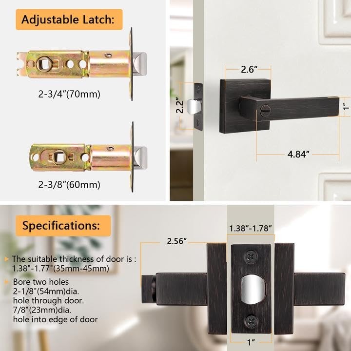 Probrico heavy duty privacy door handle lever with contemporary square design, showcasing a sleek, modern door hardware style.