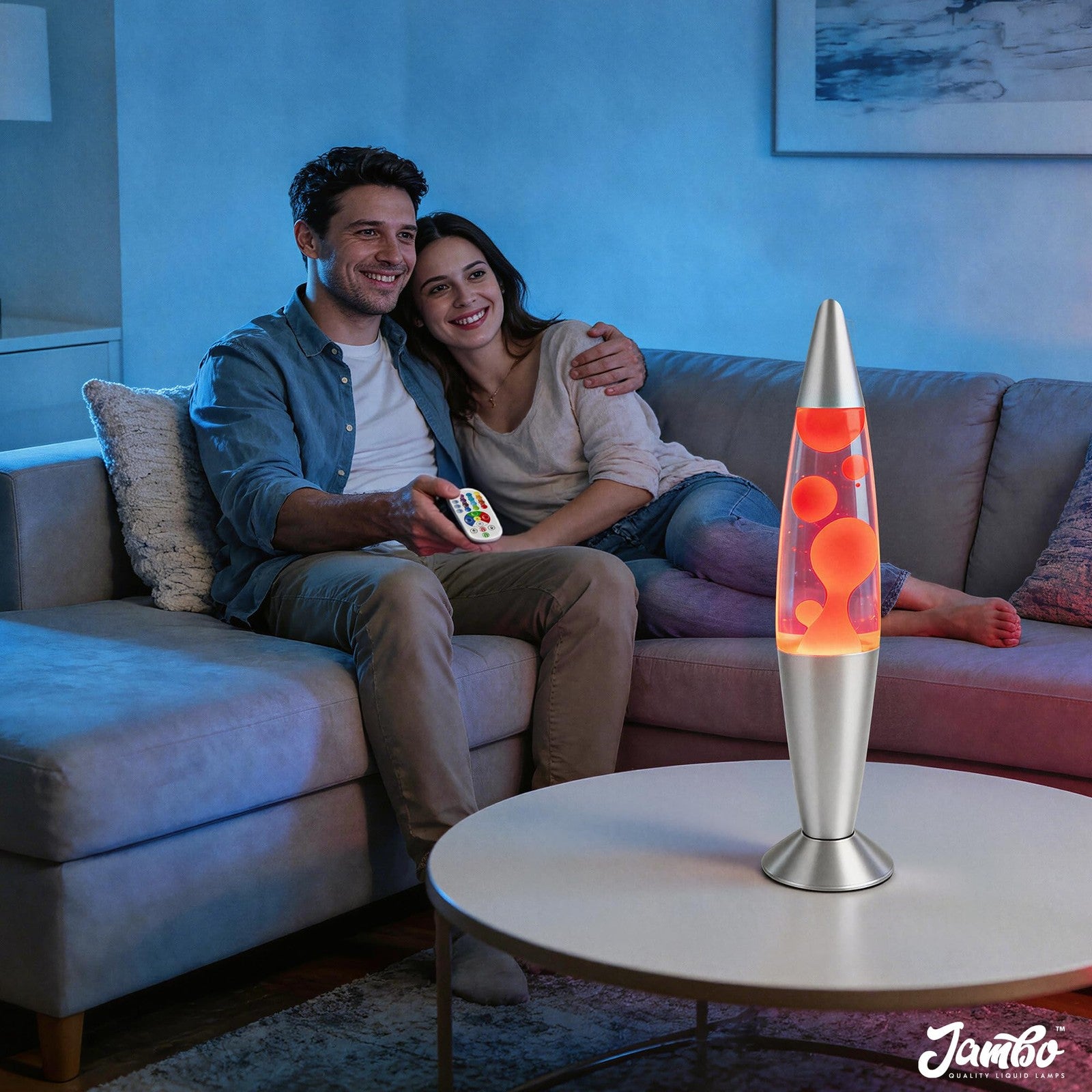 JAMBO 17-color changing LED motion lamp with remote, 13-inch LED light display for kids and teens, showing vibrant colors and design