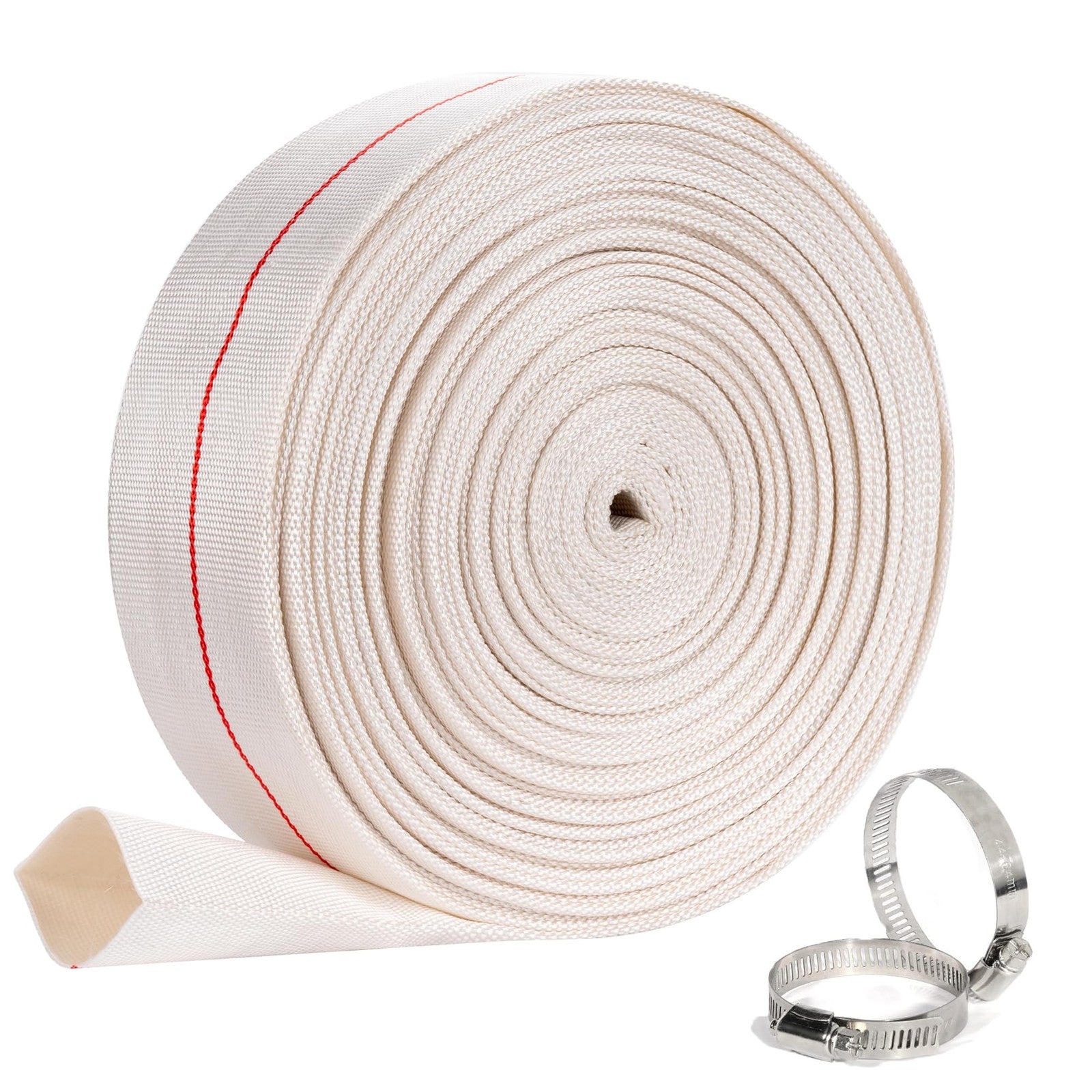 Heavy-duty PVC backwash hose for swimming pools, 2-inch diameter, 65.6 feet long, from Geowaky, designed for water discharge.