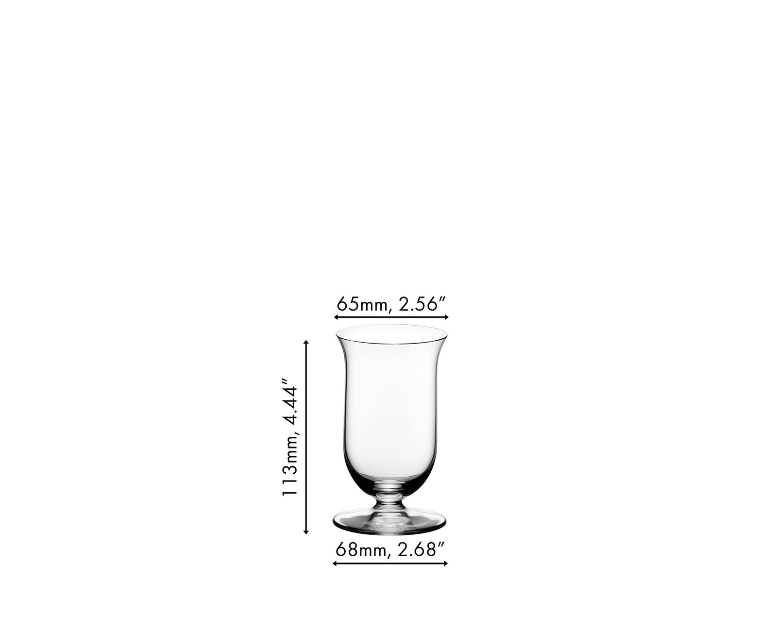 Set of two Riedel Vinum single malt whisky glasses with clear glass and elegant shapes, dishwasher safe.