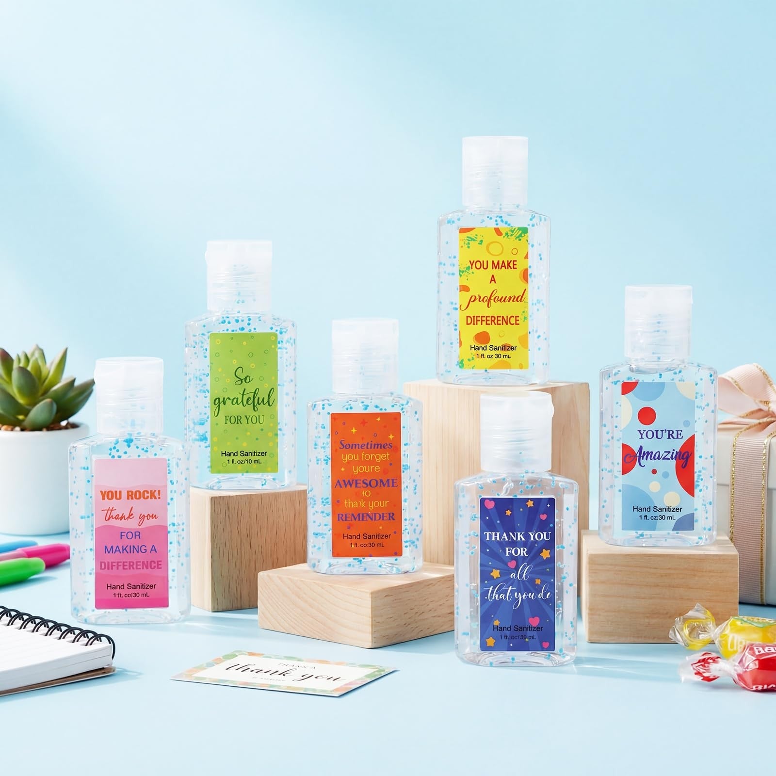Set of 48 Frienda thank you mini hand sanitizers in 1oz travel size bottles for employee appreciation