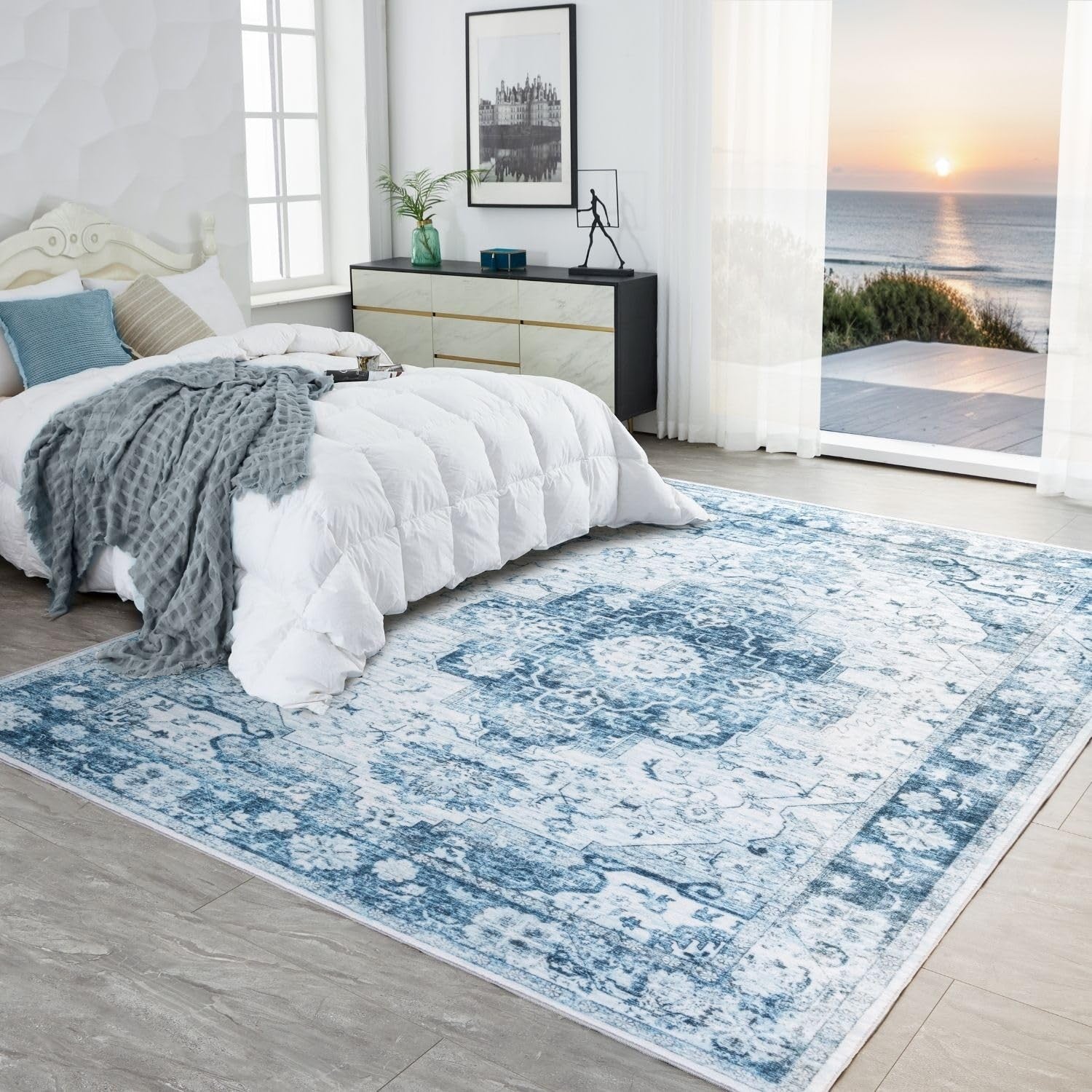 Syalife 5x7 washable area rug with ultra-soft texture, non-slip backing, low pile, and stain-resistant surface.
